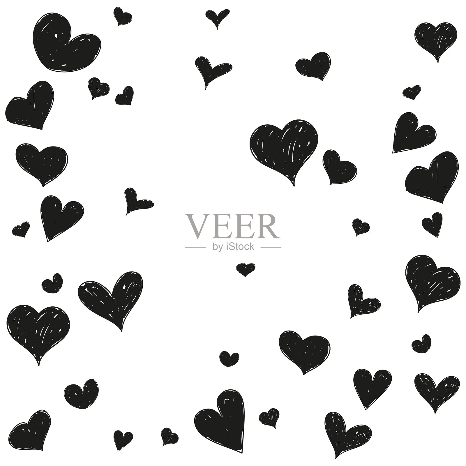 手画黑心。插画图片素材