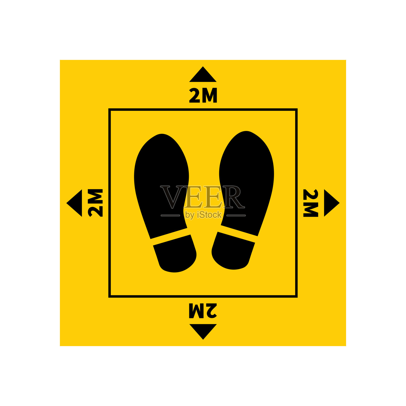 社会距离。足迹的迹象。保持2米的距离。Coronovirus流行的保护。矢量图插画图片素材