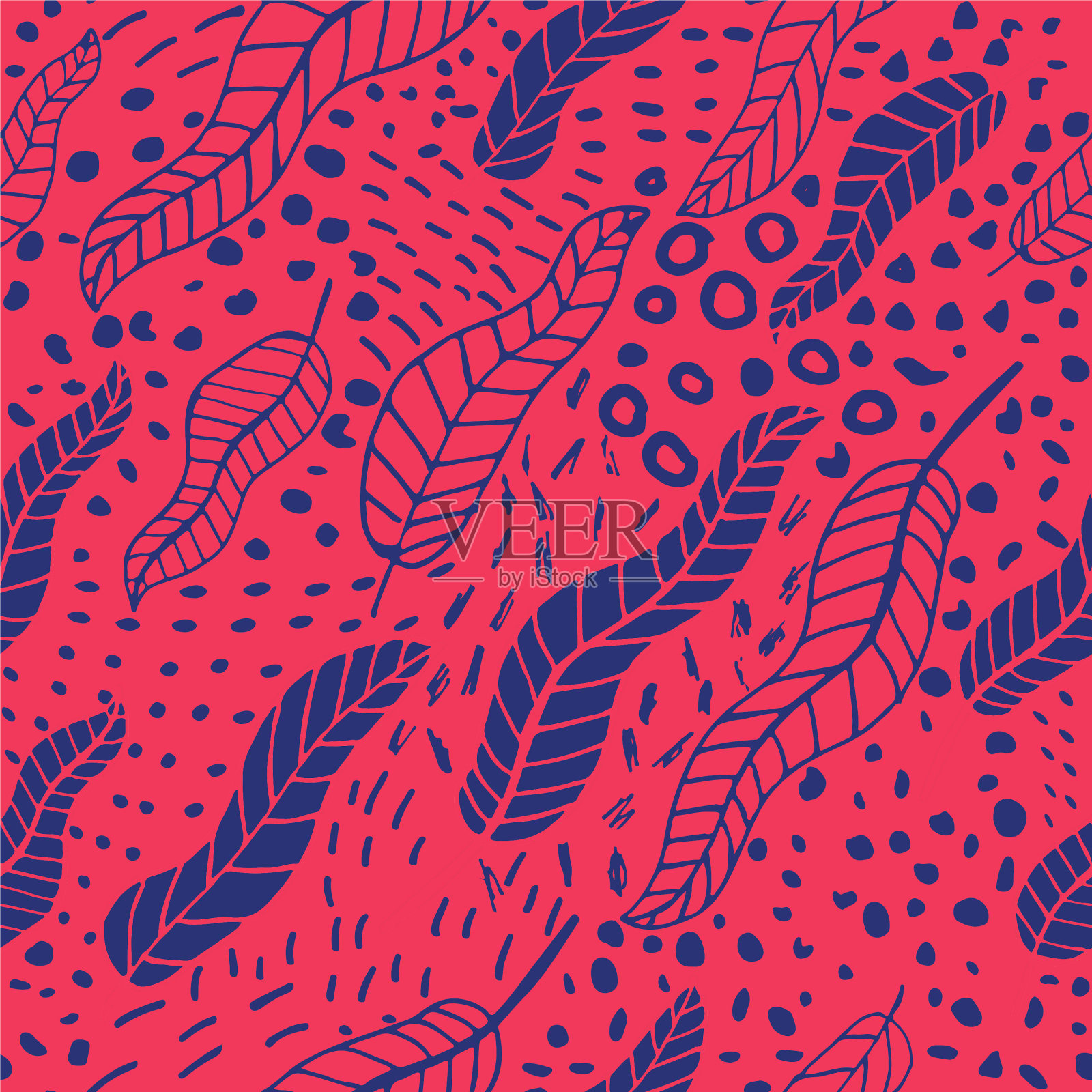 花卉涂鸦矢量无缝模式插画图片素材