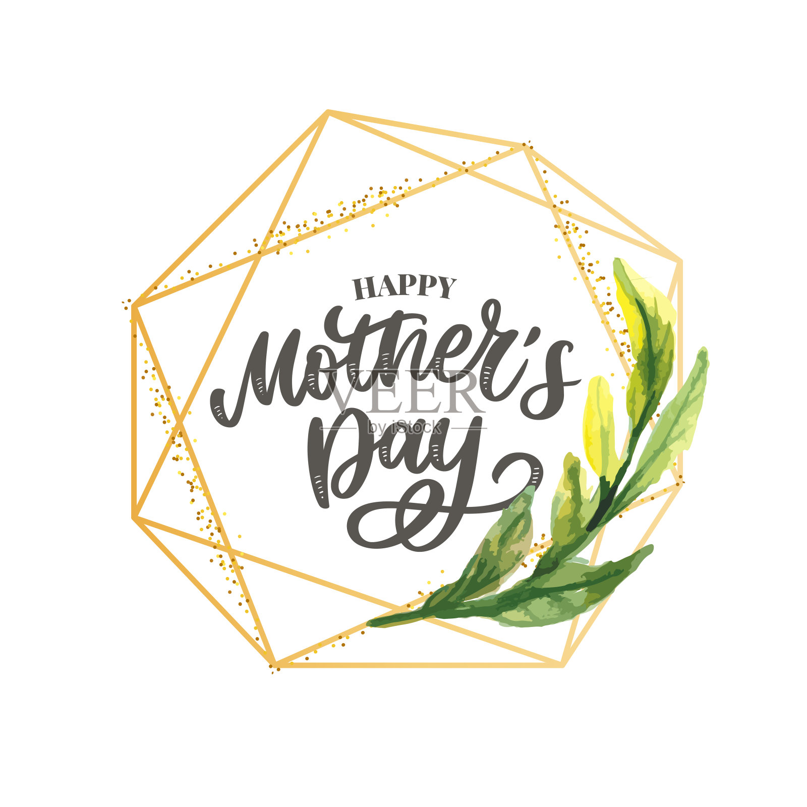 母亲节。水彩春天的花朵。艺术成分。插画图片素材