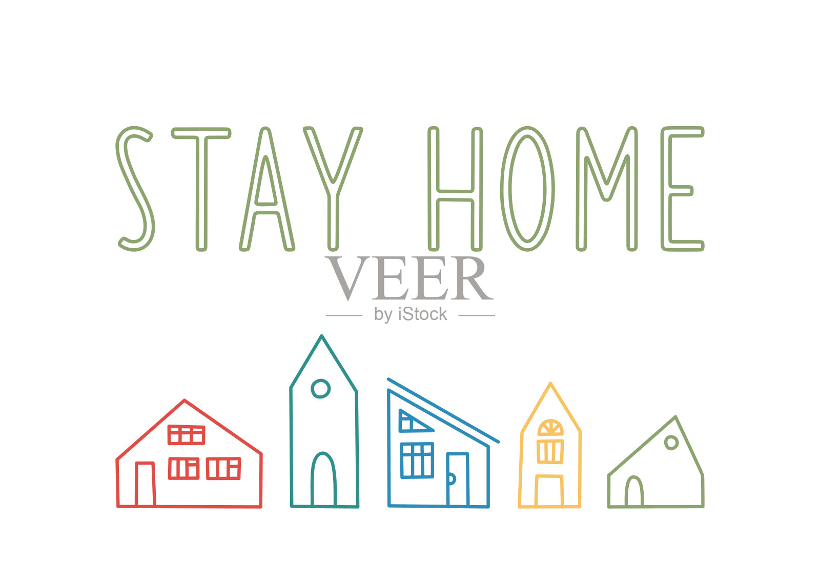 待在家里明信片2插画图片素材