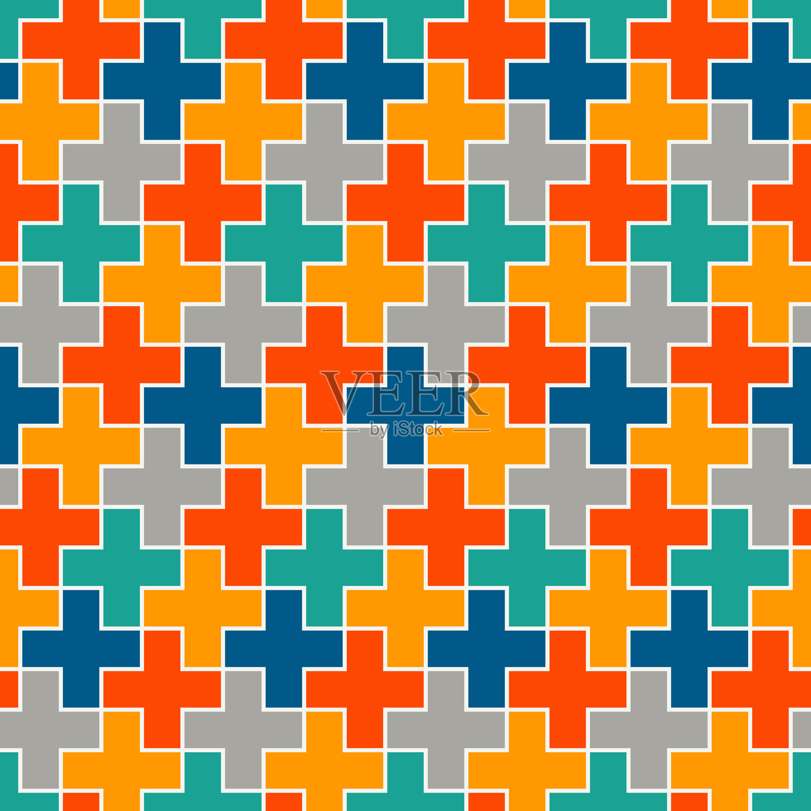 重复拼图马赛克抽象背景。简单几何装饰的无缝图案。Bright kids表面纹理插画图片素材