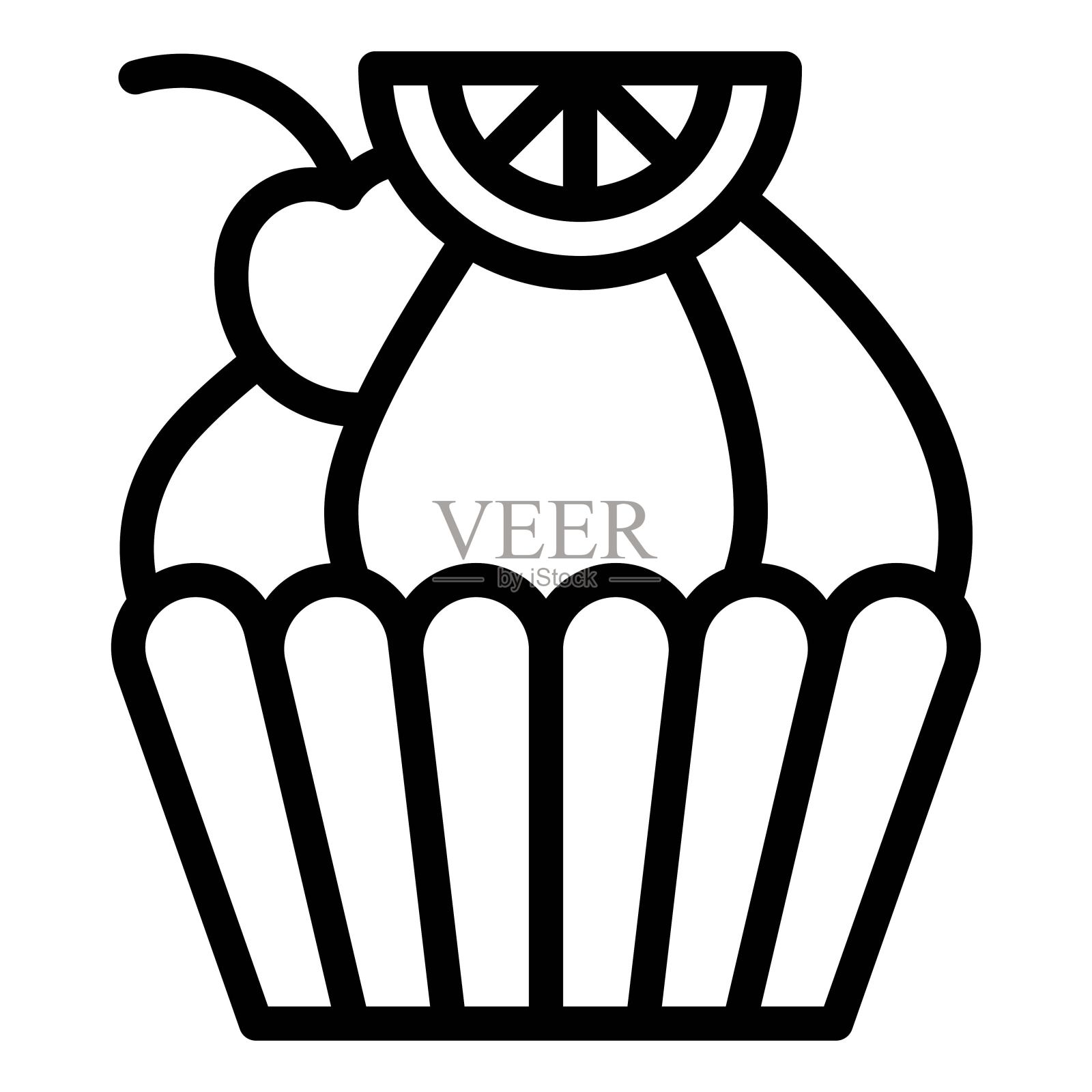 纸杯蛋糕或松饼，烤好的矢量图标插画图片素材