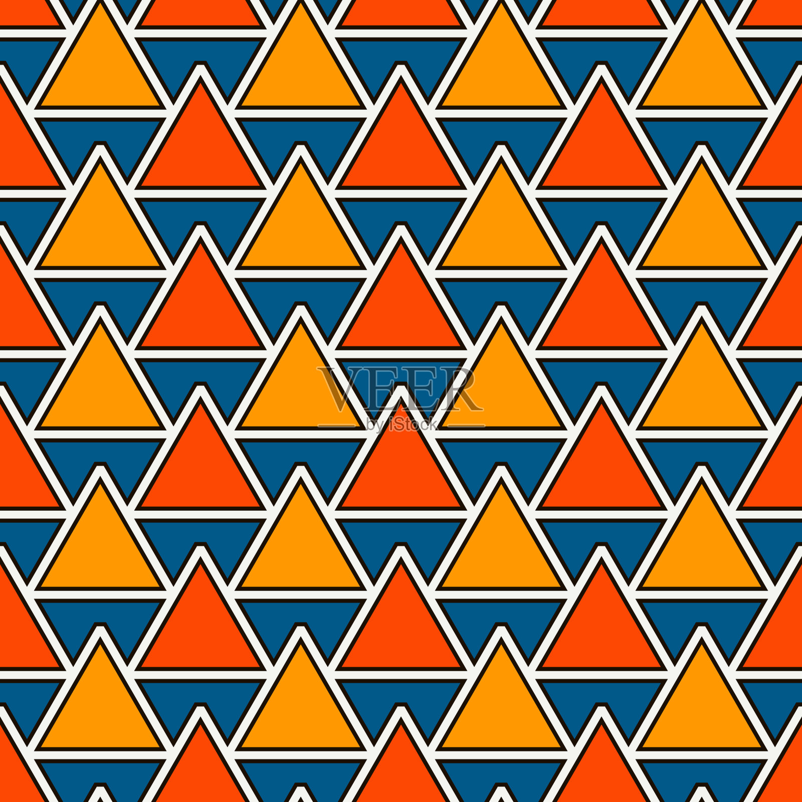 重复的三角形的背景。简单的抽象墙纸与几何图形。无缝的表面图案插画图片素材