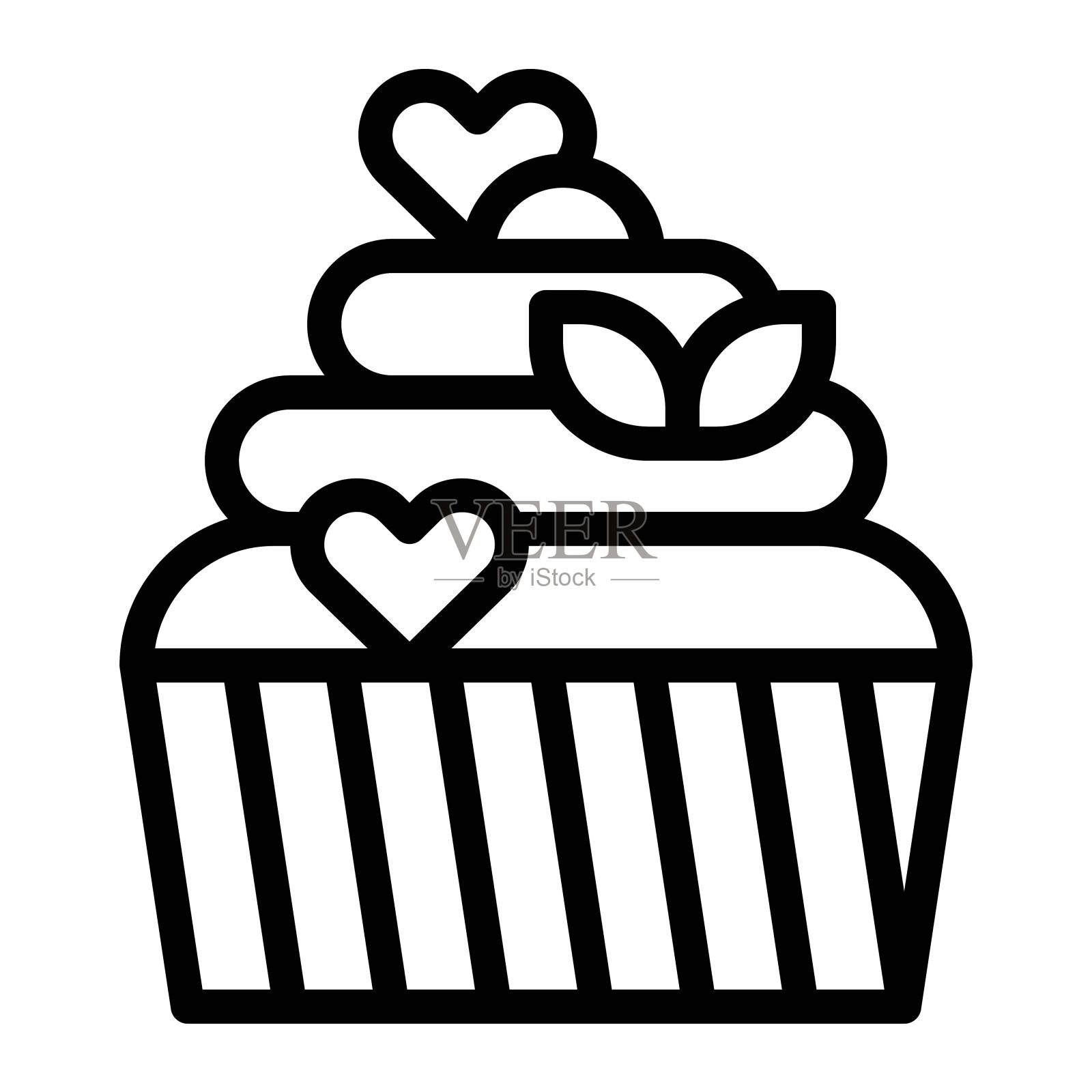 纸杯蛋糕或松饼，烤好的矢量图标插画图片素材