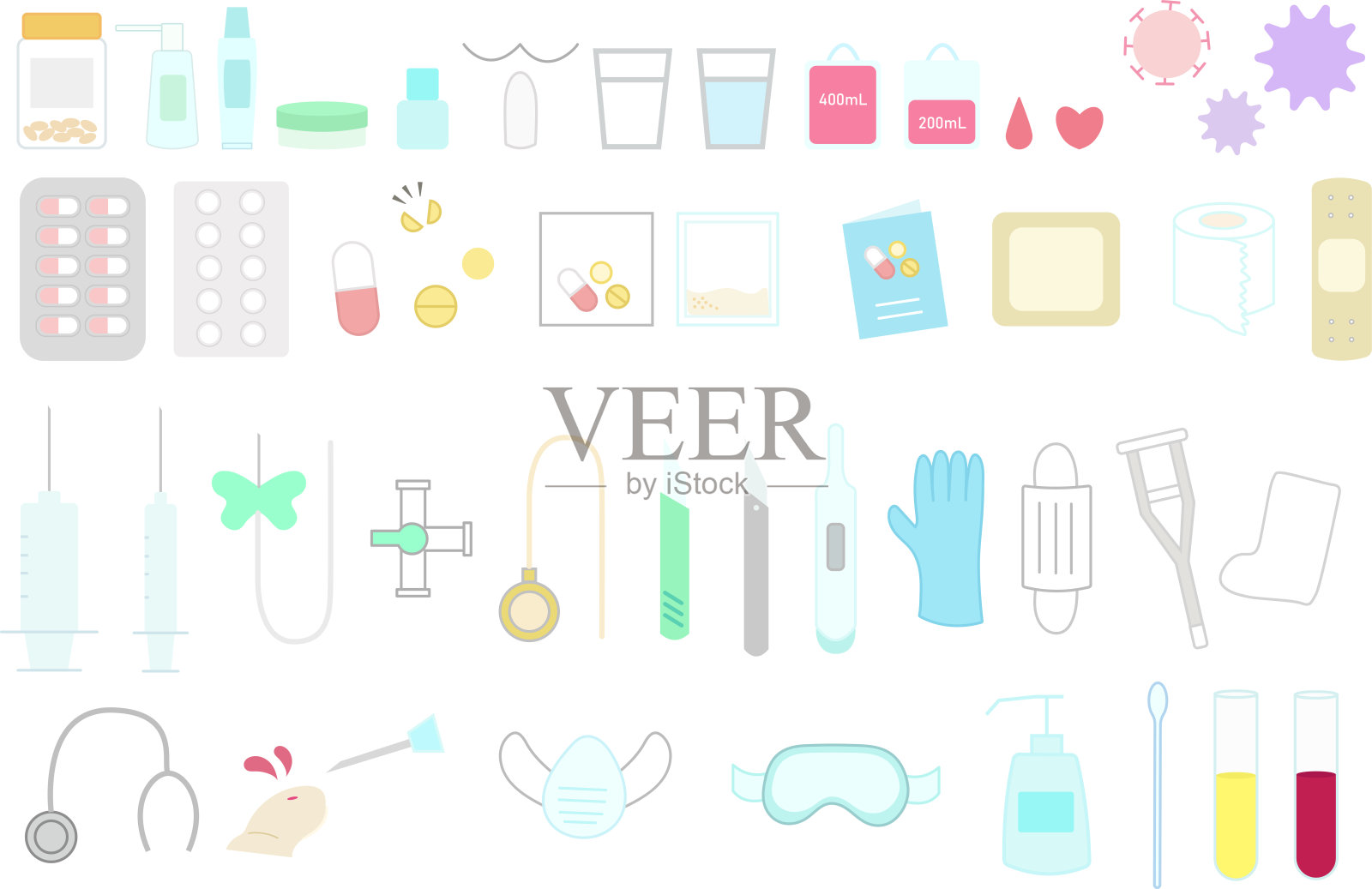 矢量插图一套医疗设计元素图片