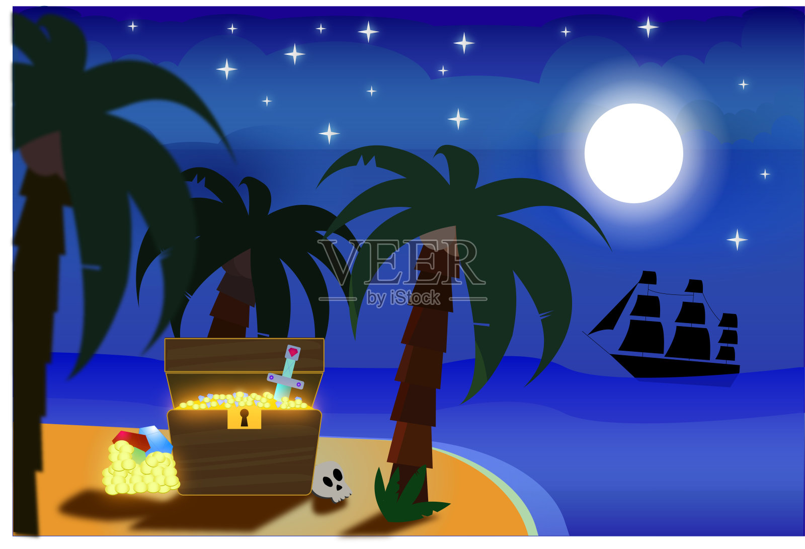 金银岛插画图片素材