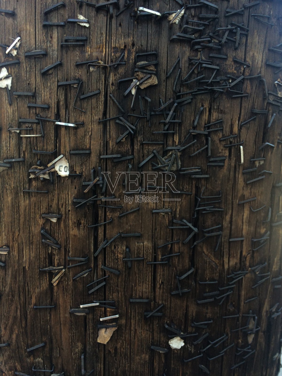 背景木桩与订书钉照片摄影图片