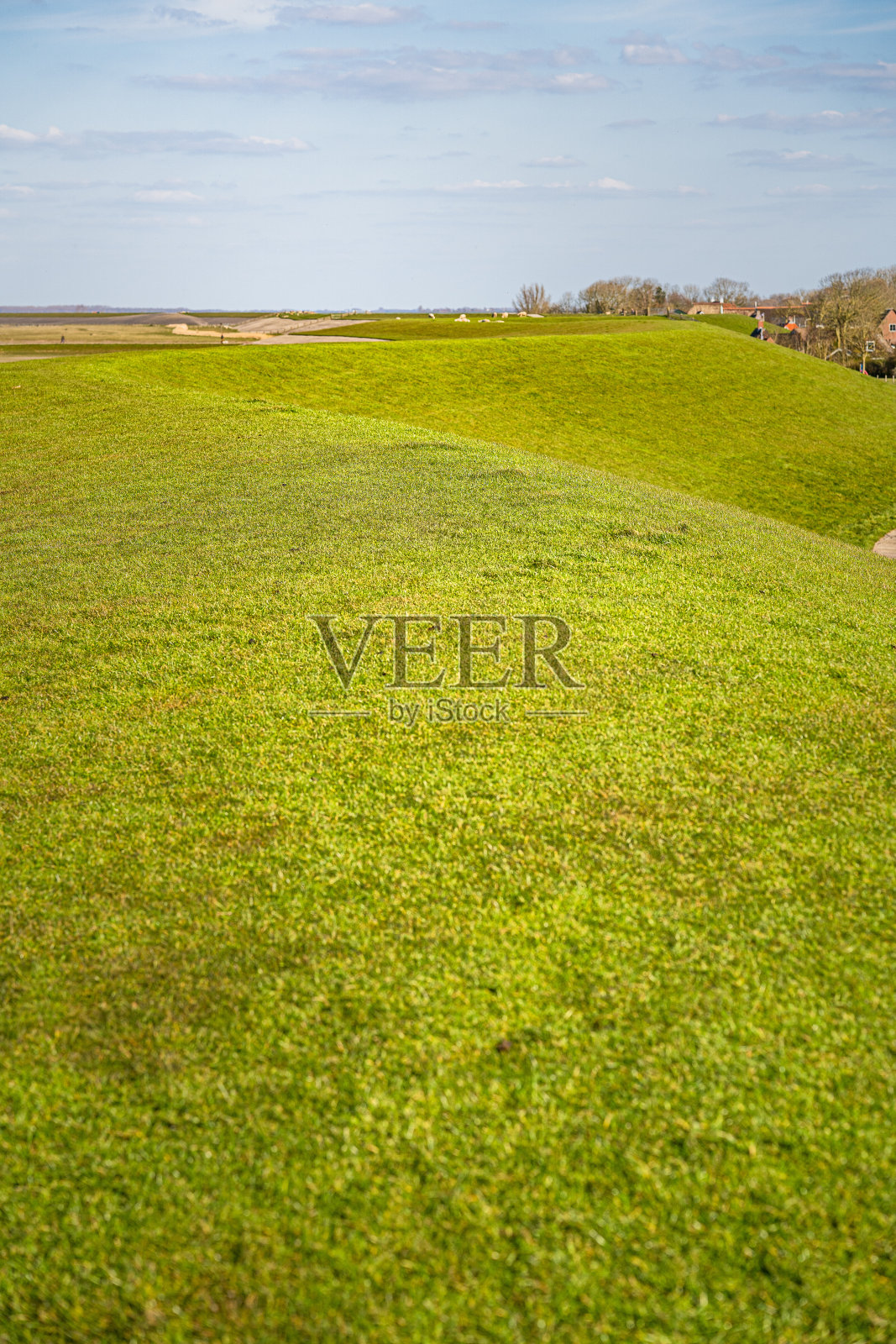 荷兰北部瓦登海沿岸的荷兰堤景观照片摄影图片