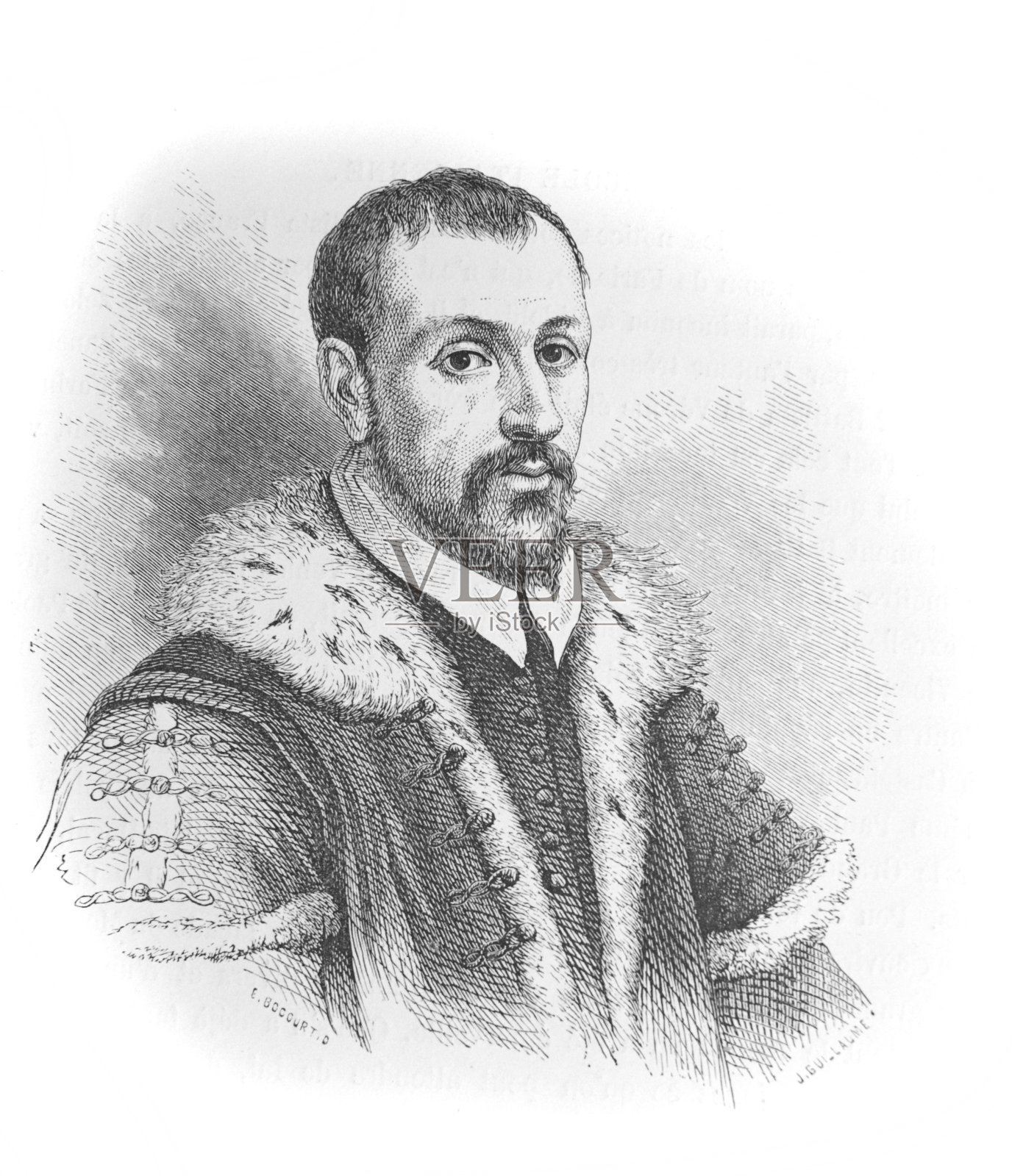 乔瓦尼·巴蒂斯塔·泽洛蒂的肖像，文艺复兴晚期的一位意大利画家，出自布朗先生的旧书《画史》，1868年，巴黎插画图片素材