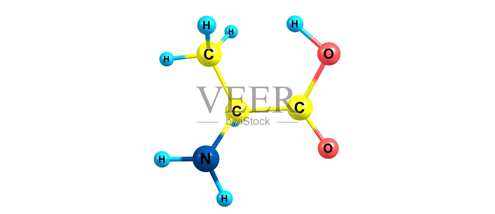 丙氨酸分子结构分离图照片摄影图片
