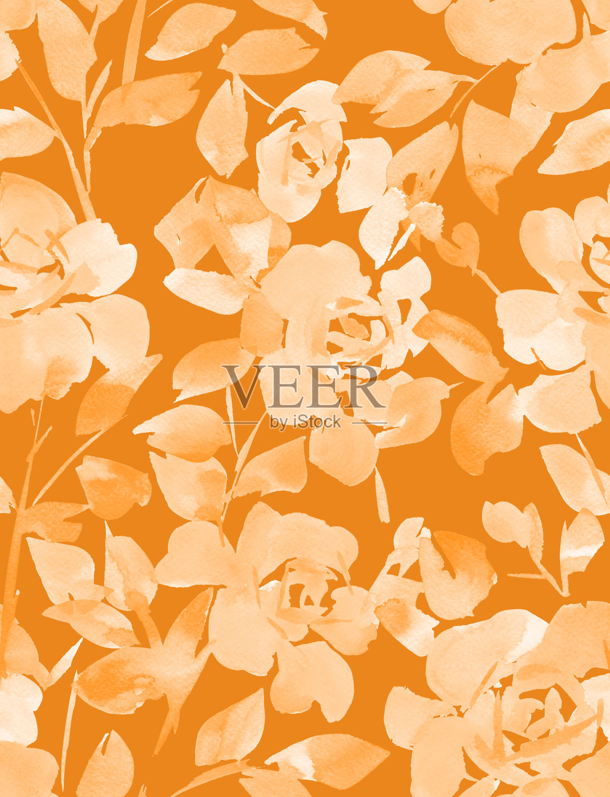 花卉无缝图案制成的水彩玫瑰。插画图片素材