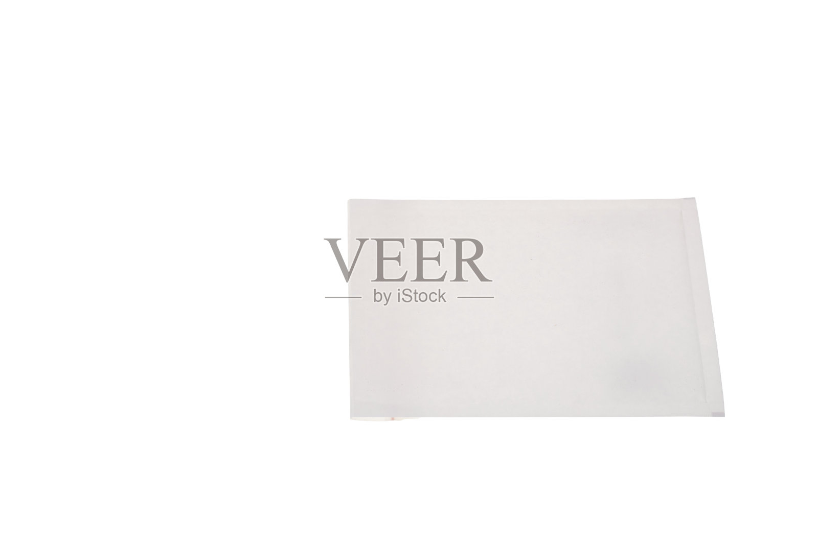 近距离观察空的白色信封孤立。包装的概念。照片摄影图片