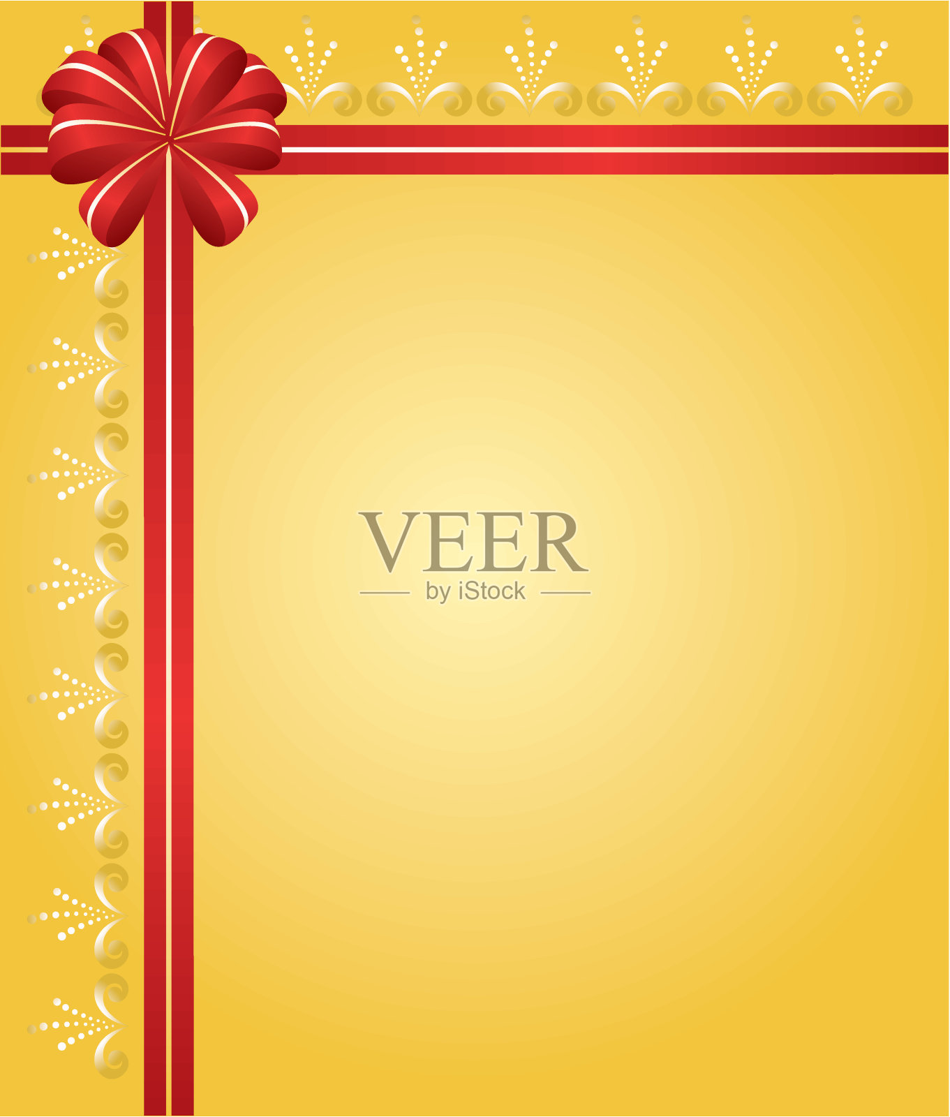 黄色矢量卡与红色丝带设计模板素材
