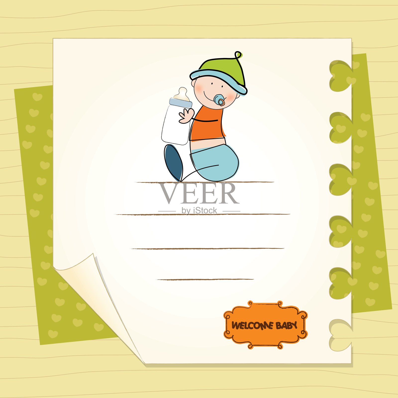 新生儿公告卡与孩子设计模板素材