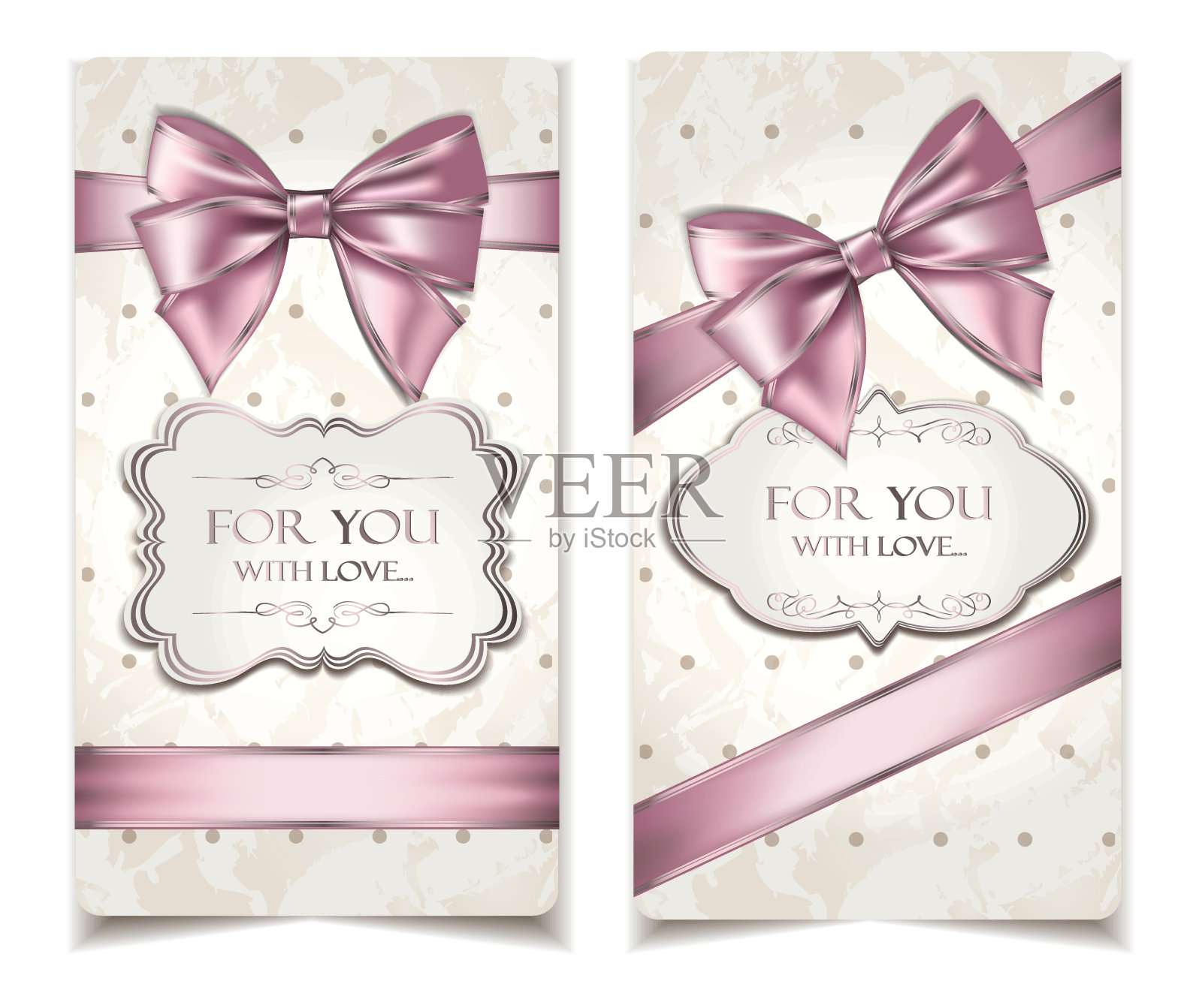 带丝带和心形的横幅设计模板素材