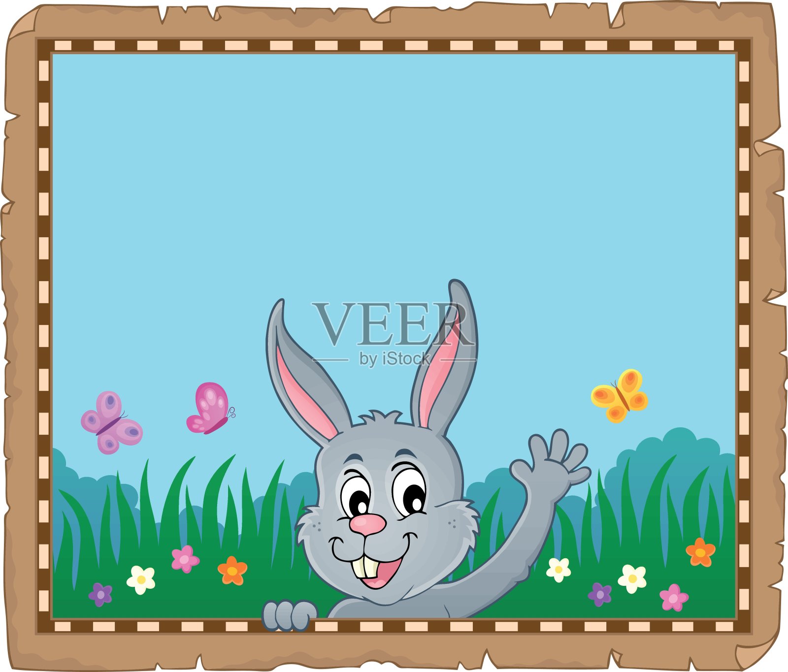 羊皮纸和潜伏的复活节兔子5插画图片素材