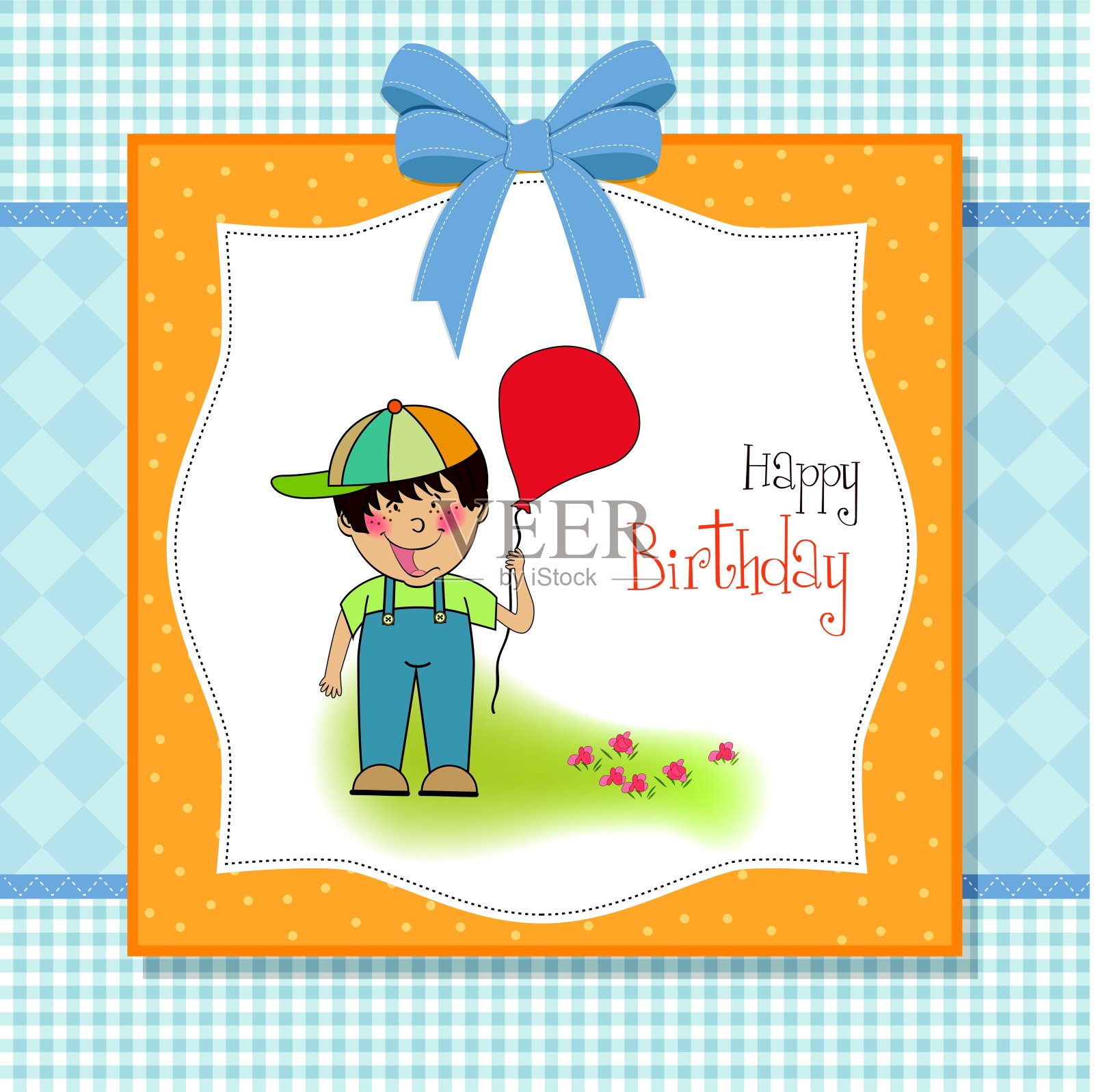 生日贺卡和小男孩设计模板素材