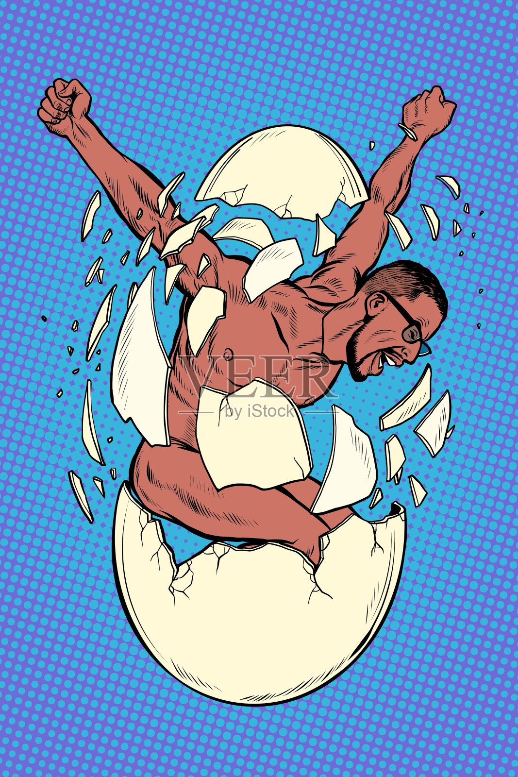 人的观念诞生，革命与抗争，精神的重生。男人打破蛋壳设计模板素材