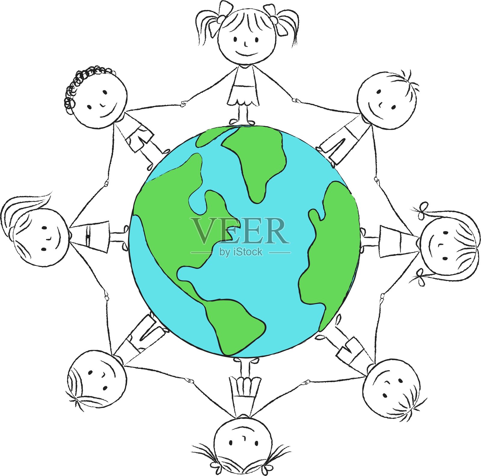 孩子在地球设计元素图片