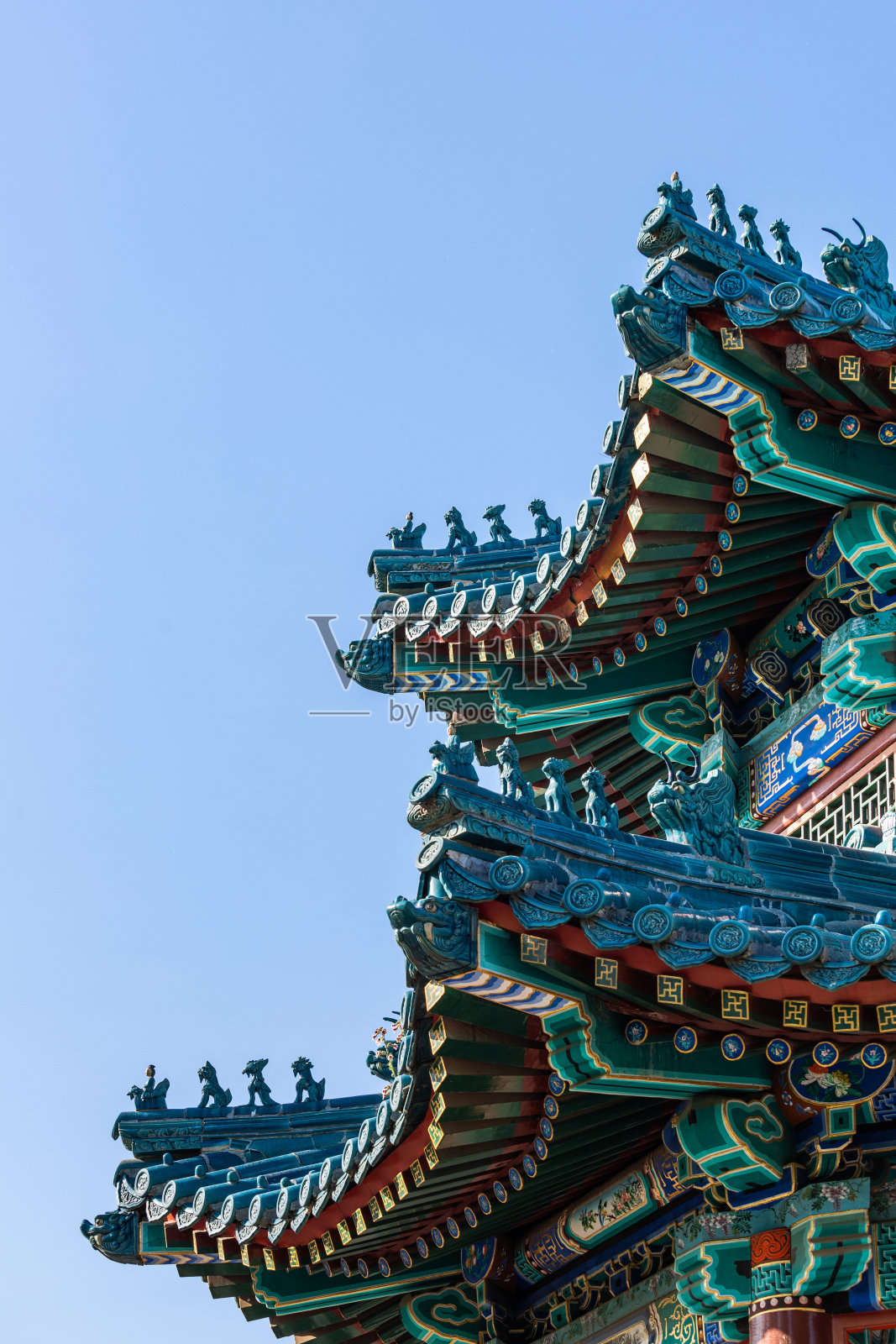 中国传统风格古建筑屋檐照片摄影图片