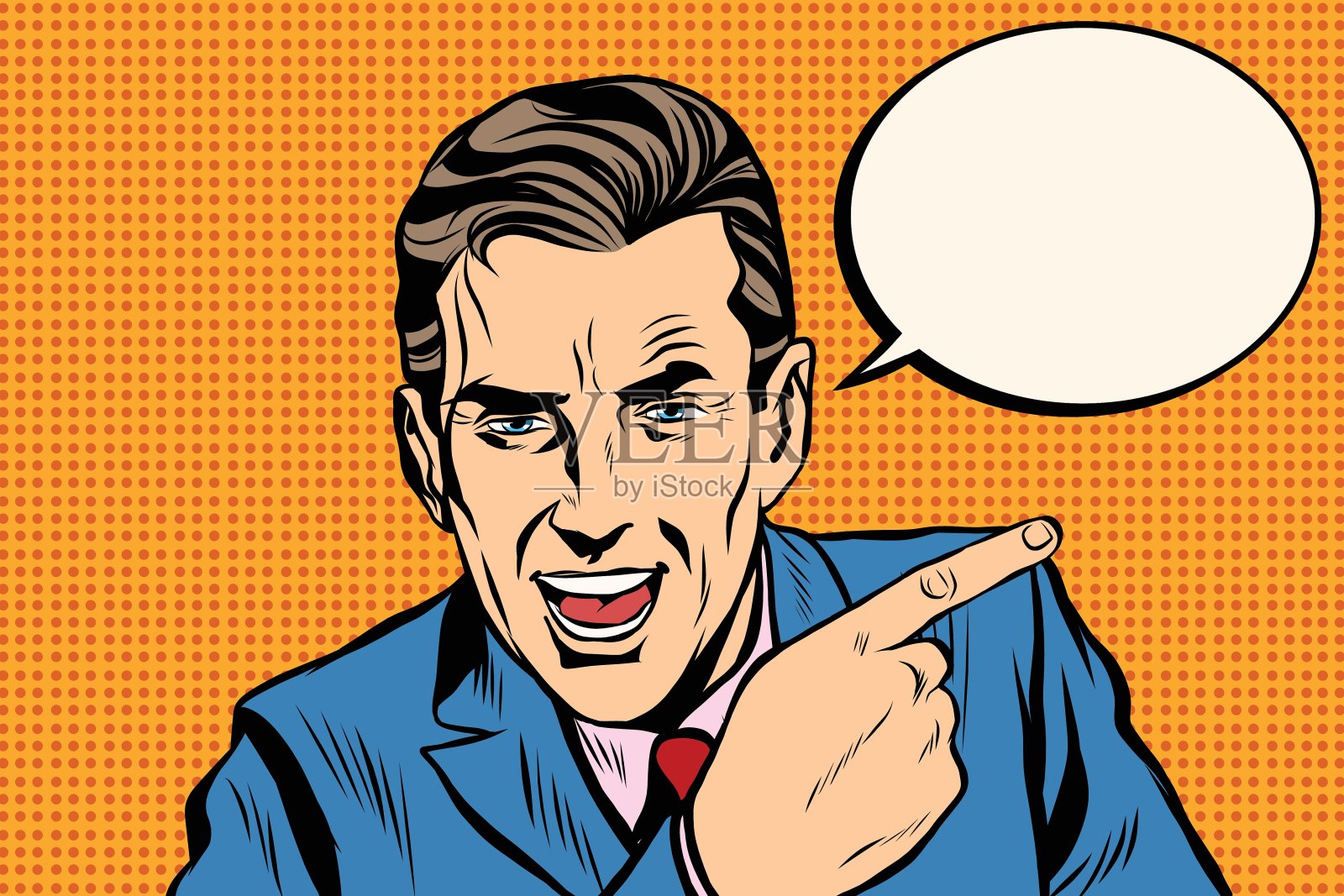 演讲者商人指指点点波普艺术复古插画图片素材