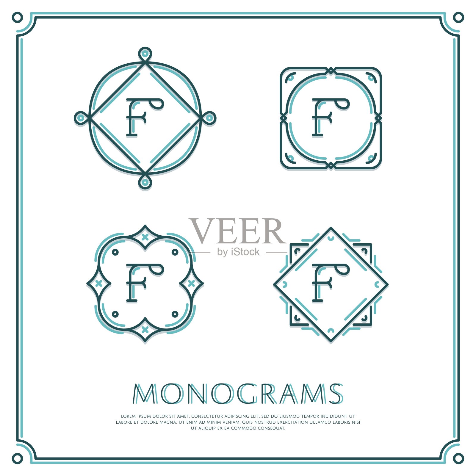 向量字母F字母组合。插画图片素材