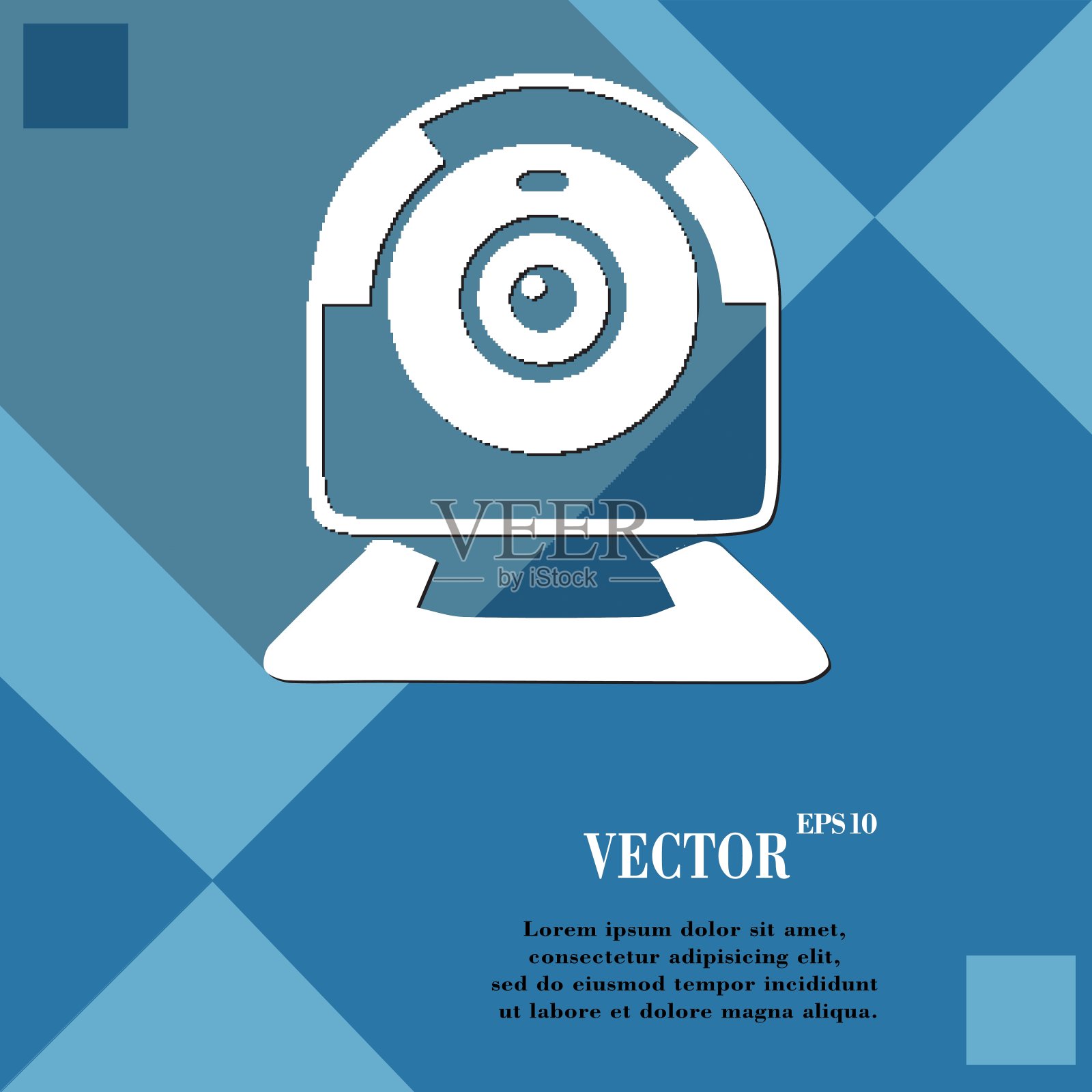 网络摄像头图标符号扁平的现代网页设计与长阴影和空间的文本。向量插画图片素材