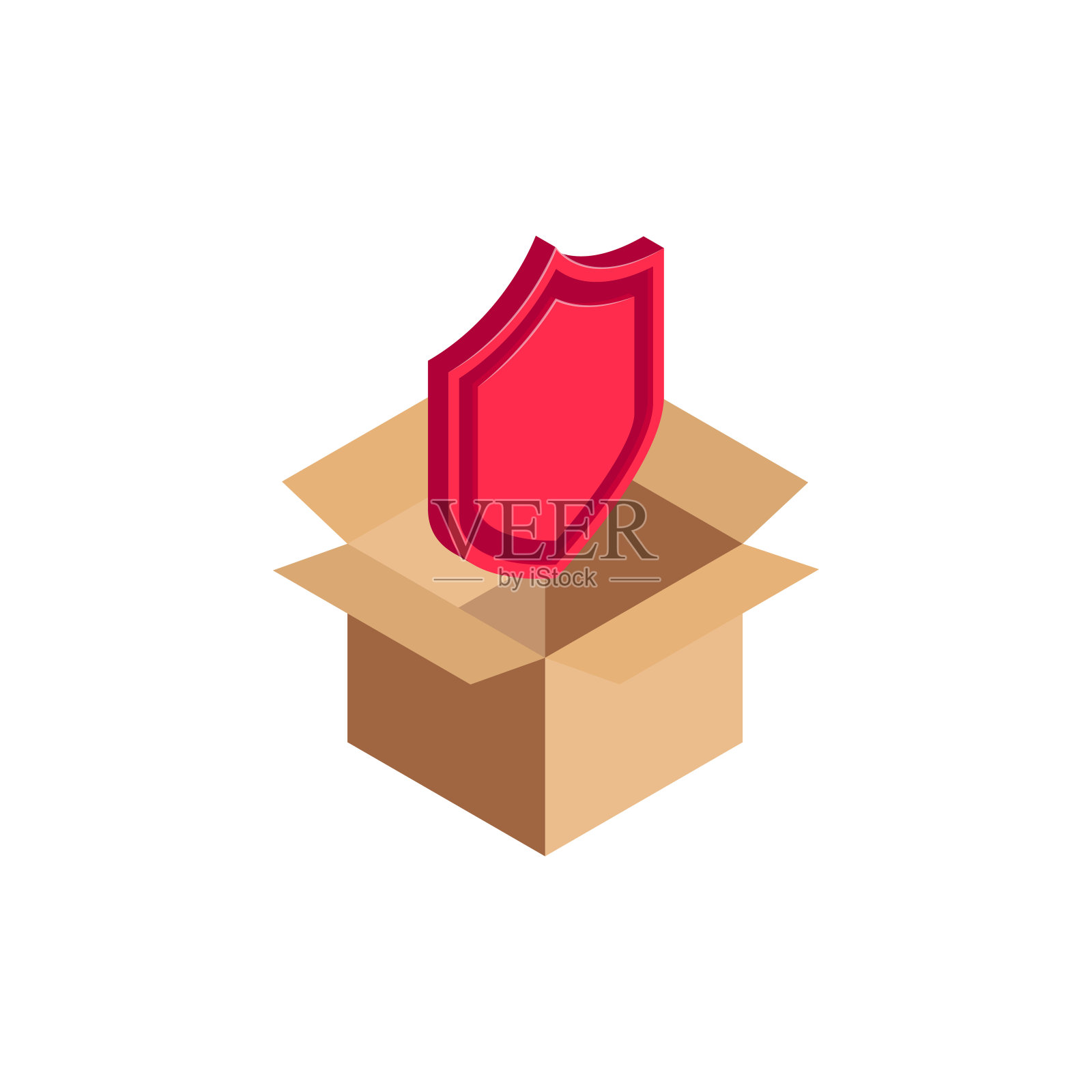 方框中的等距屏蔽符号插画图片素材