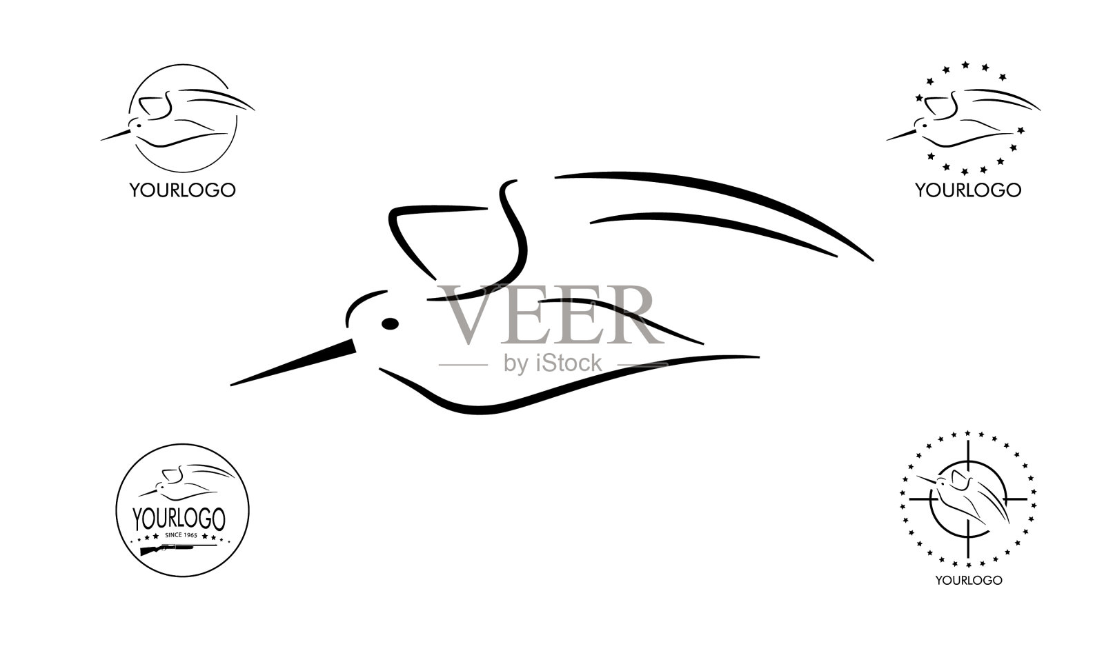 伍德考克狩猎标志设计徽章插画图片素材