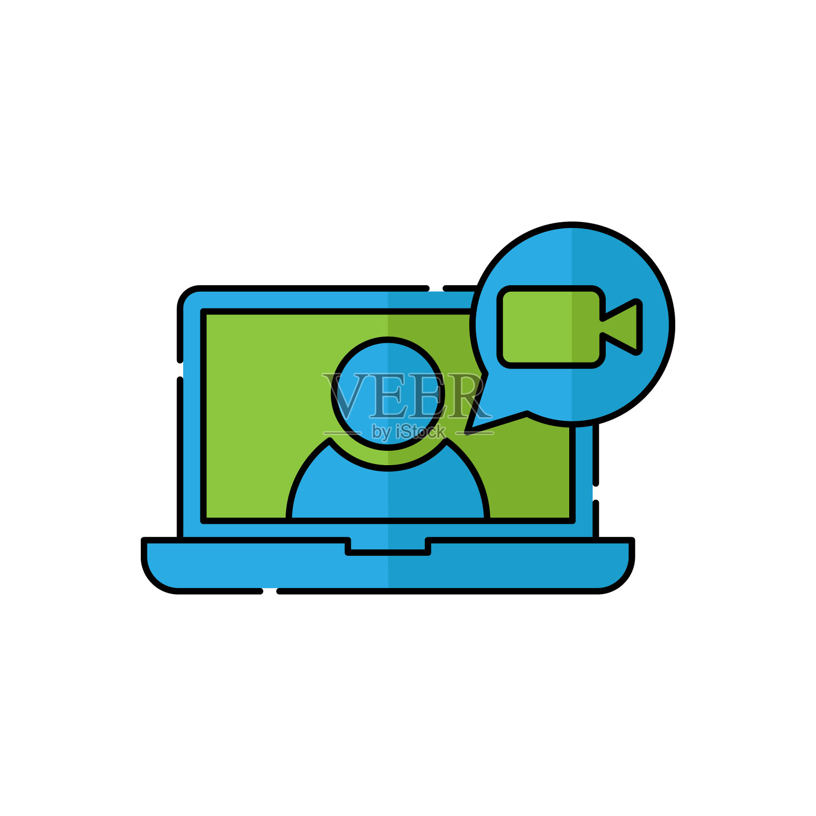 视频通话图标Logo矢量插图。视频通话图标设计矢量模板。时尚视频通话矢量图标平面设计网站，符号，标志，图标，标志，应用程序，UI。插画图片素材