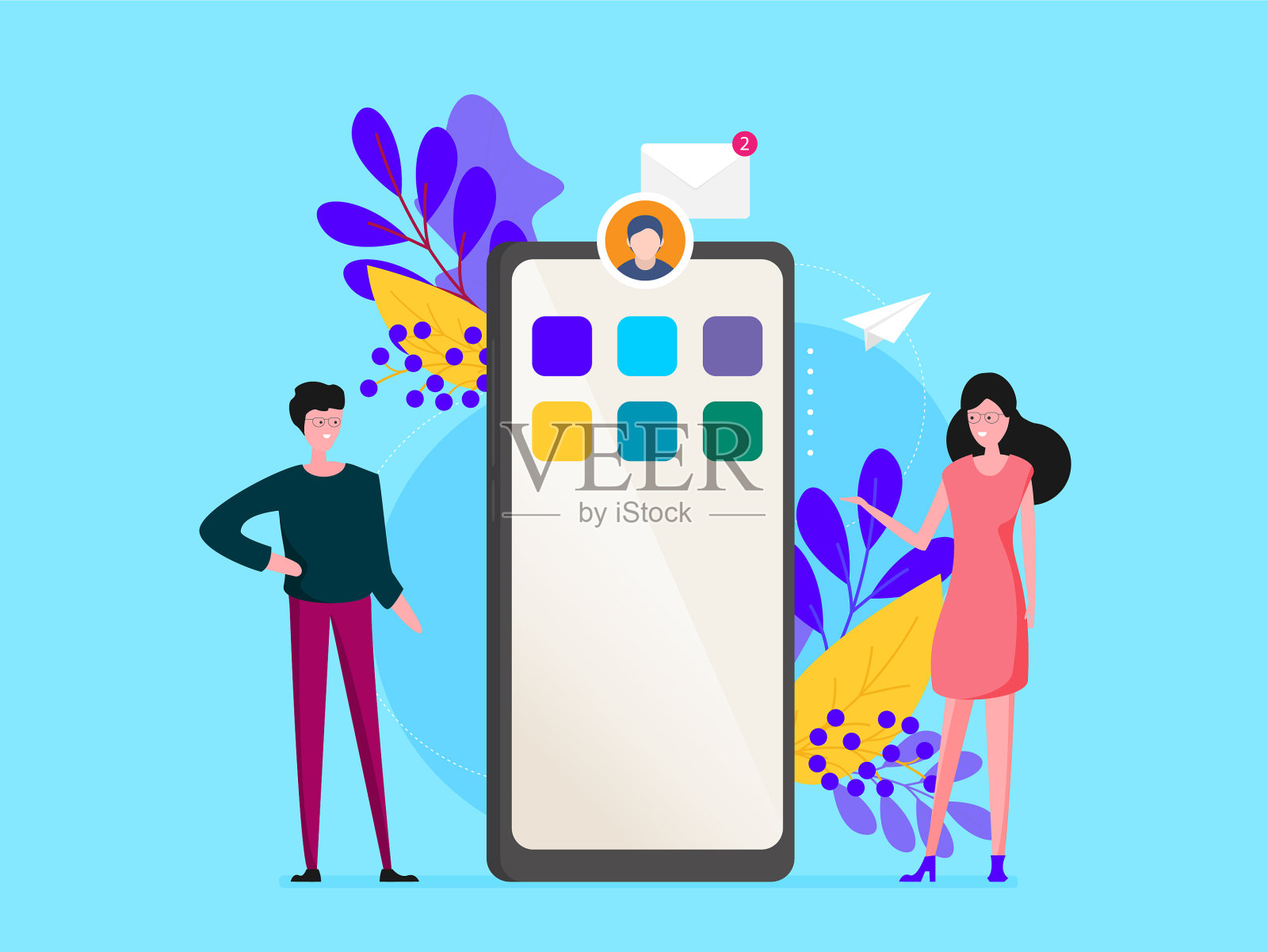 移动应用程序开发的概念插画图片素材