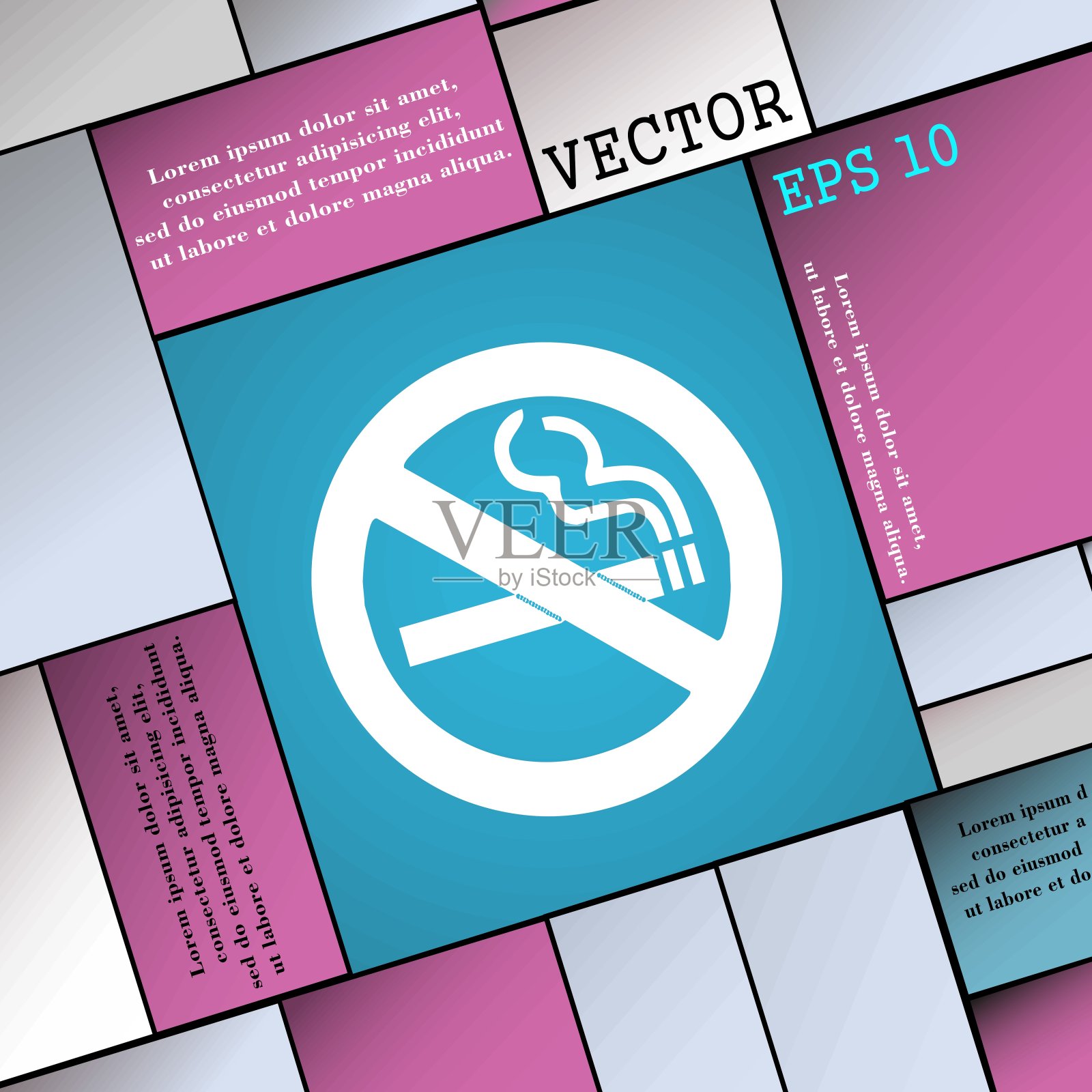 禁止吸烟标志。现代平面风格为您的设计。向量插画图片素材