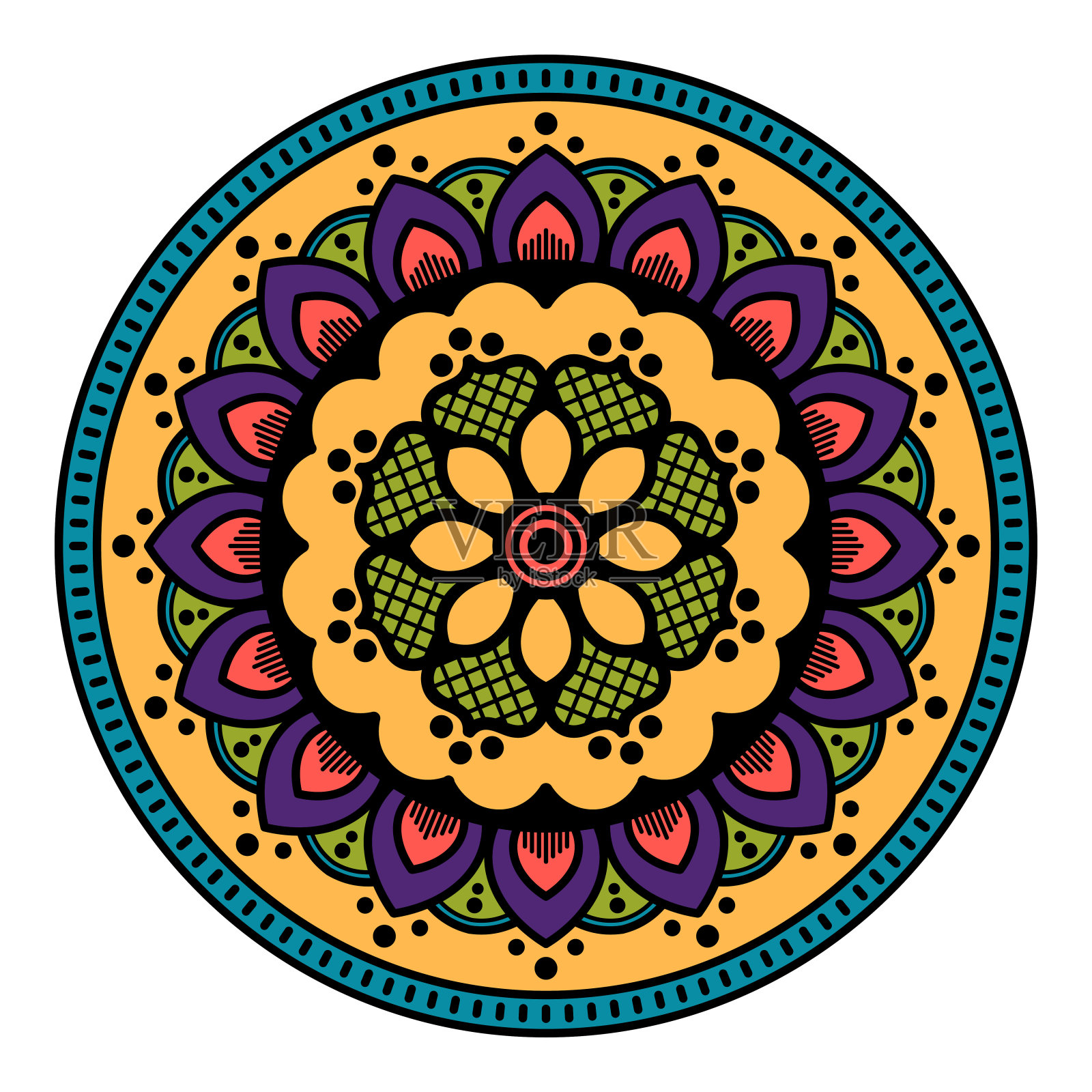 装饰性民族色彩点缀孤立于白色之上。很好的节日装饰。适合印刷贺卡。插画图片素材