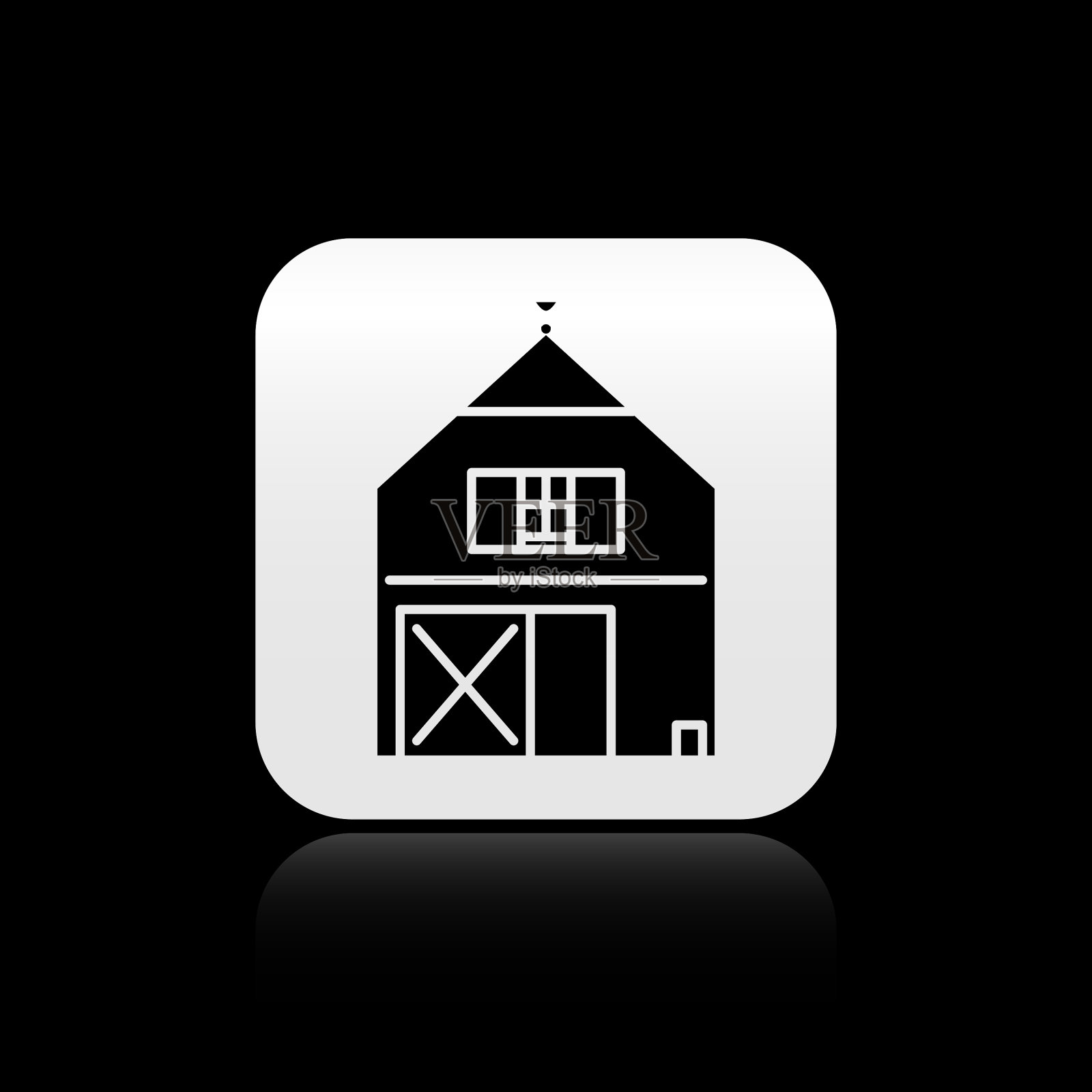 黑色农舍概念图标孤立在黑色上插画图片素材