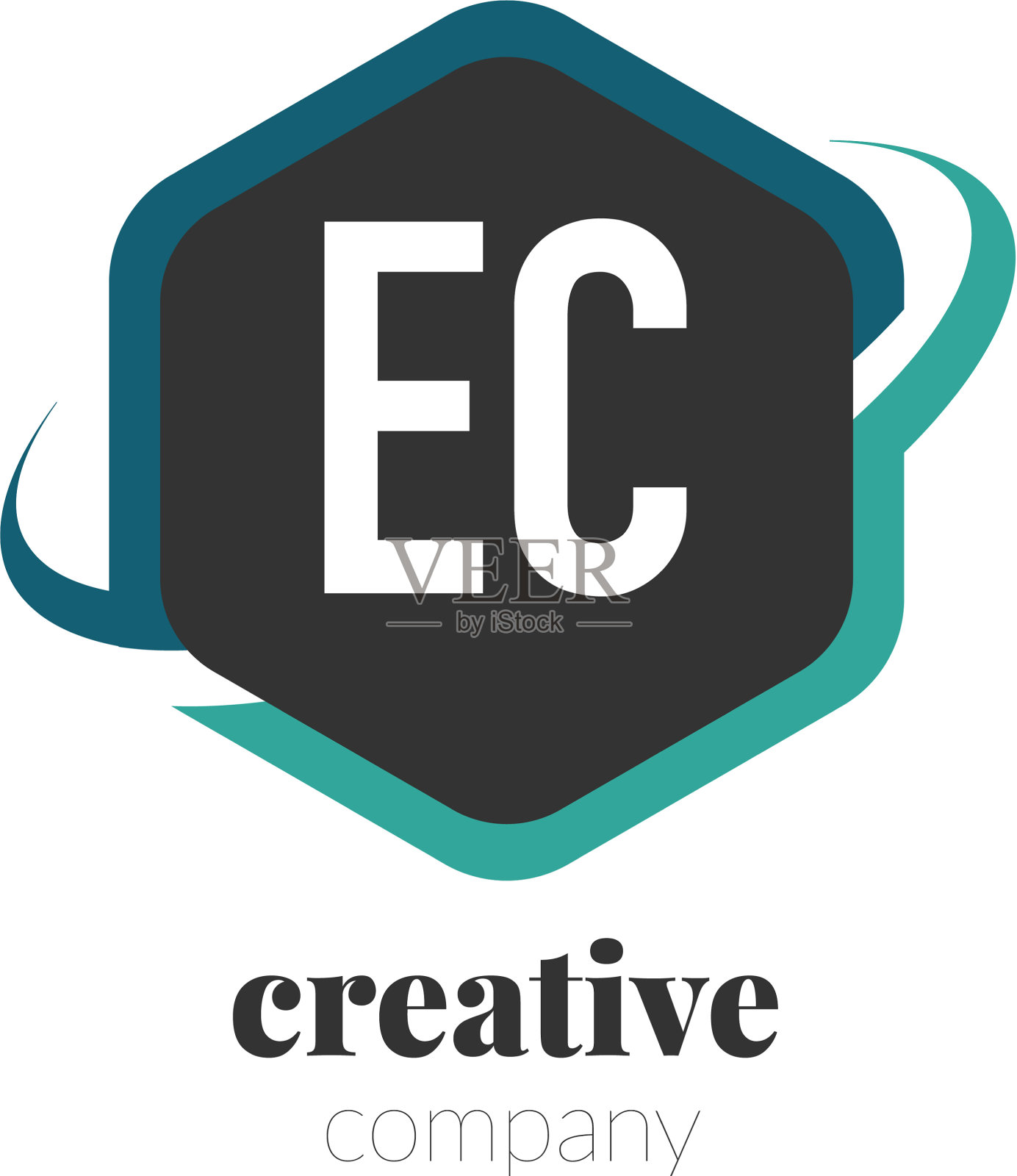 首字母ec创意六角形设计标志插画图片素材