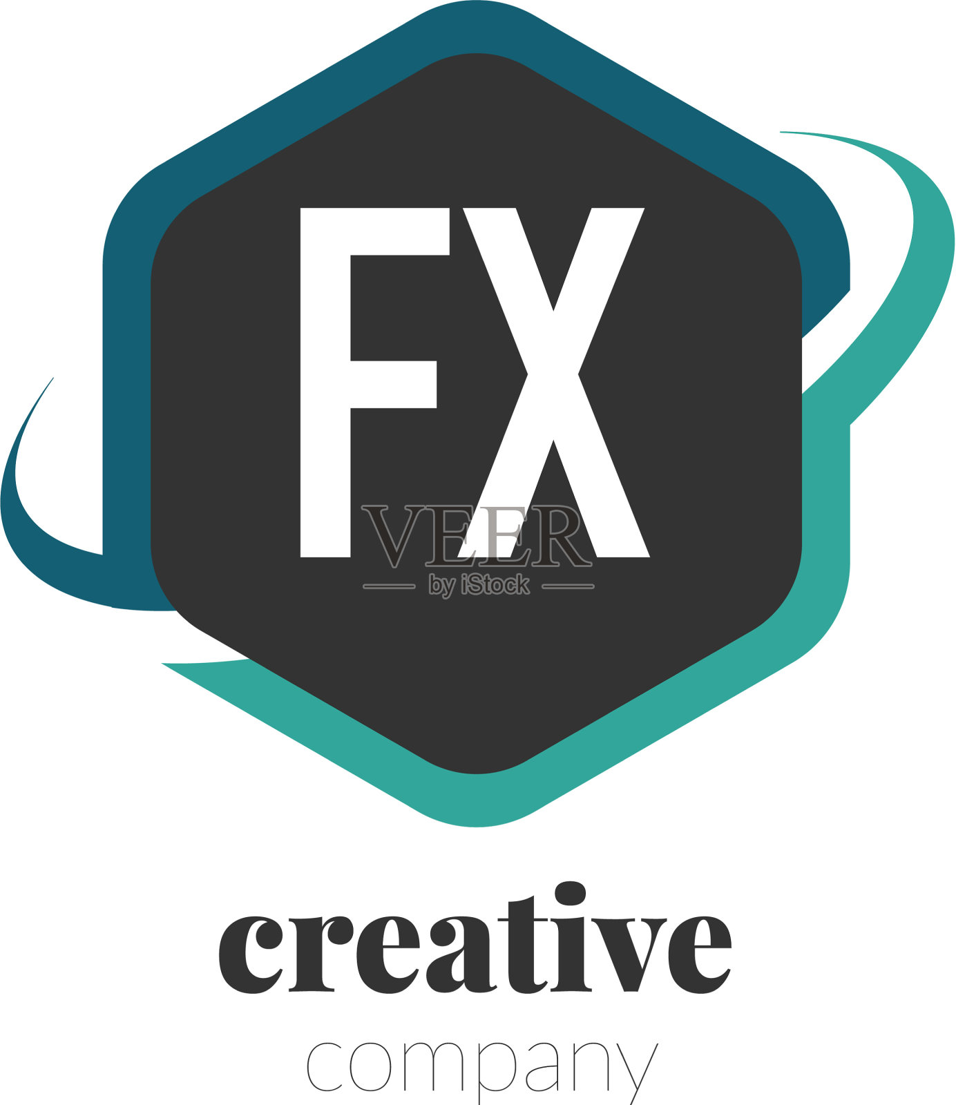 首字母fx创意六角形设计标志插画图片素材