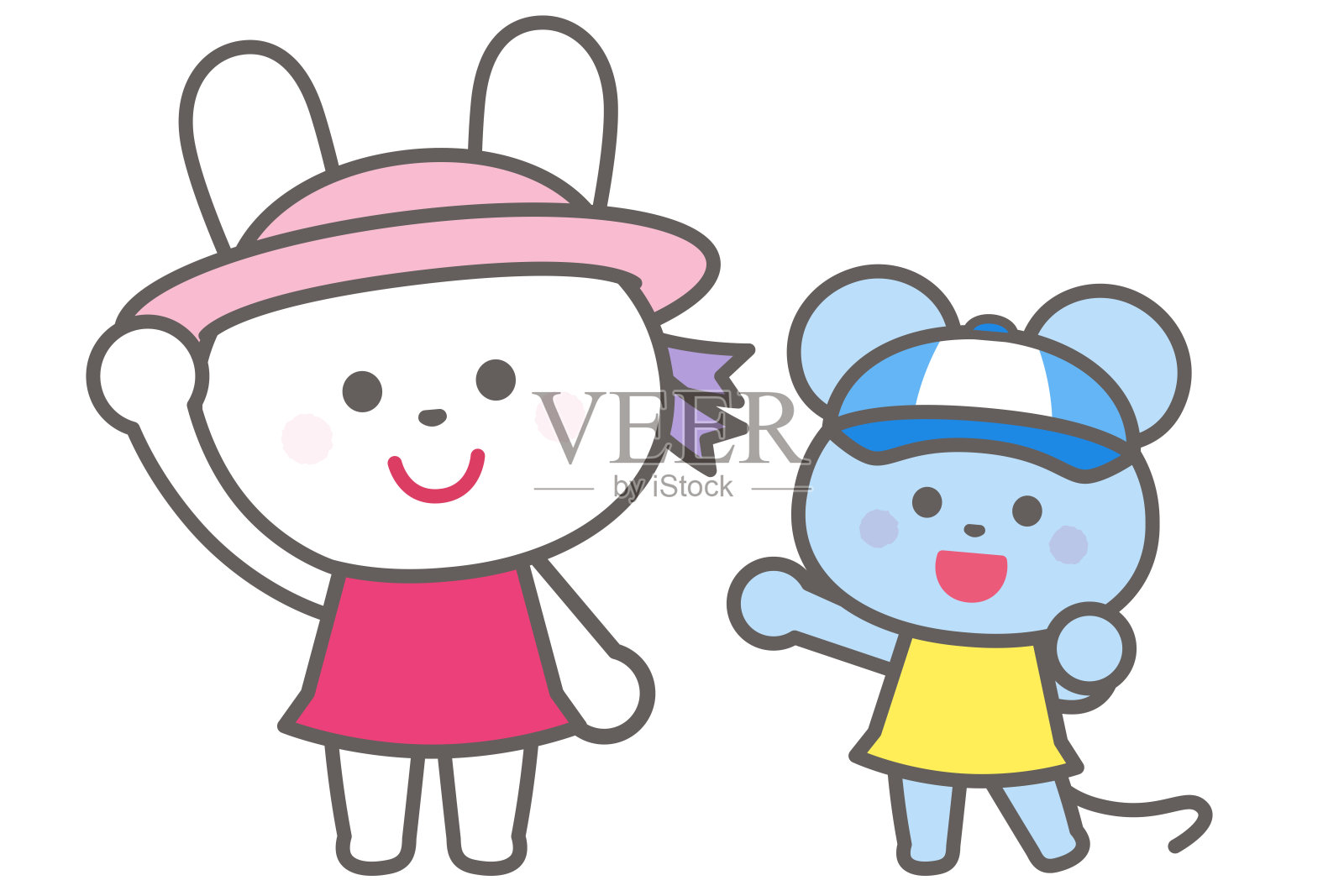 防中暑/戴帽子/兔子和老鼠设计元素图片