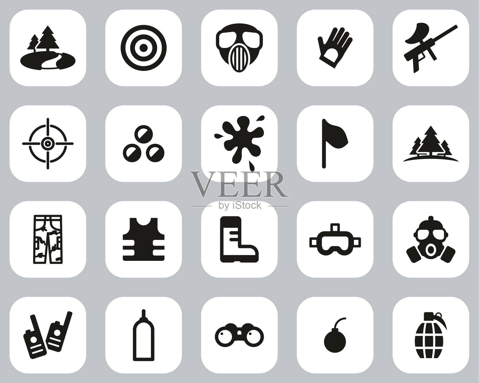 彩弹游戏和彩弹设备图标黑白平面设计大图标素材