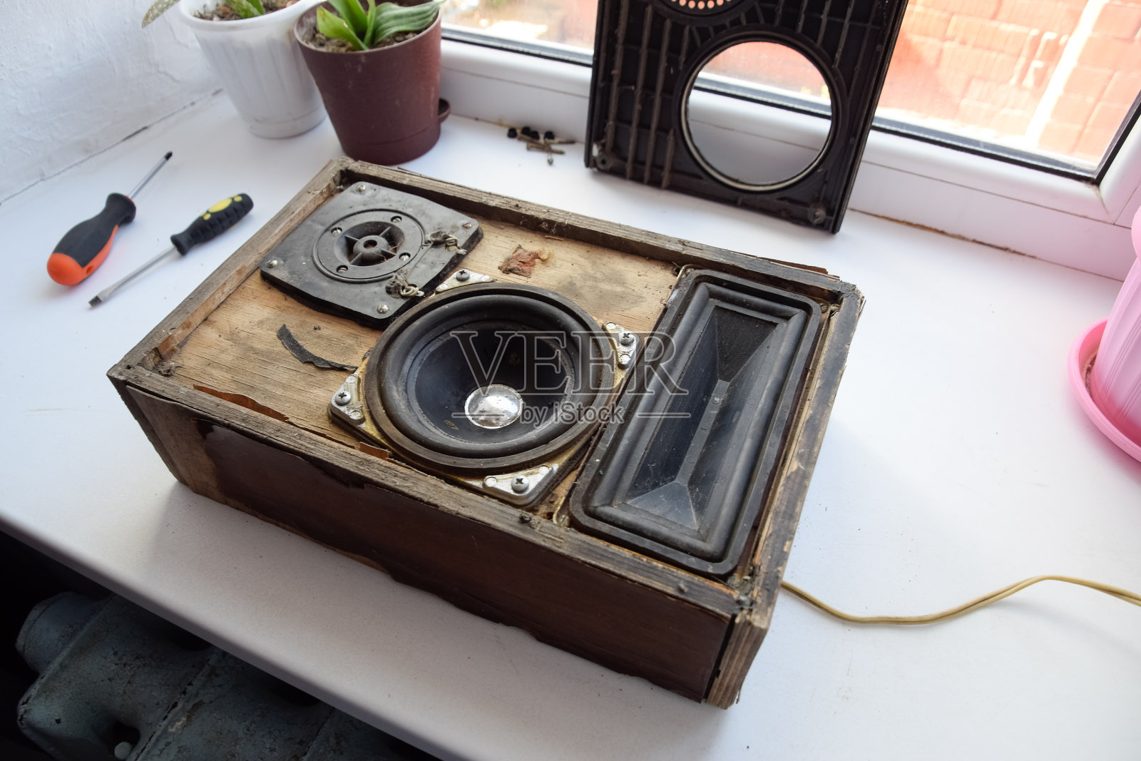 列议长15 - 208。老式的苏联书架音响。照片摄影图片