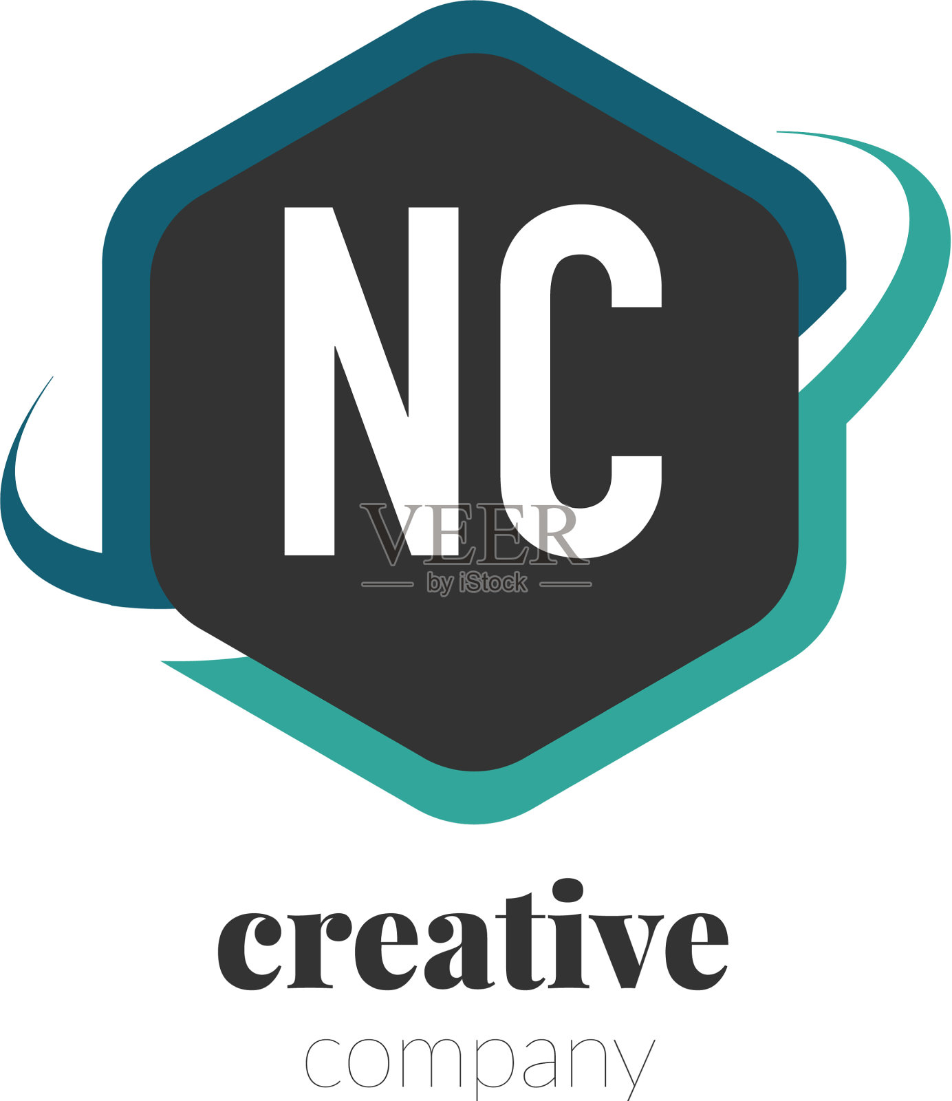 首字母nc创意六角形设计标志插画图片素材