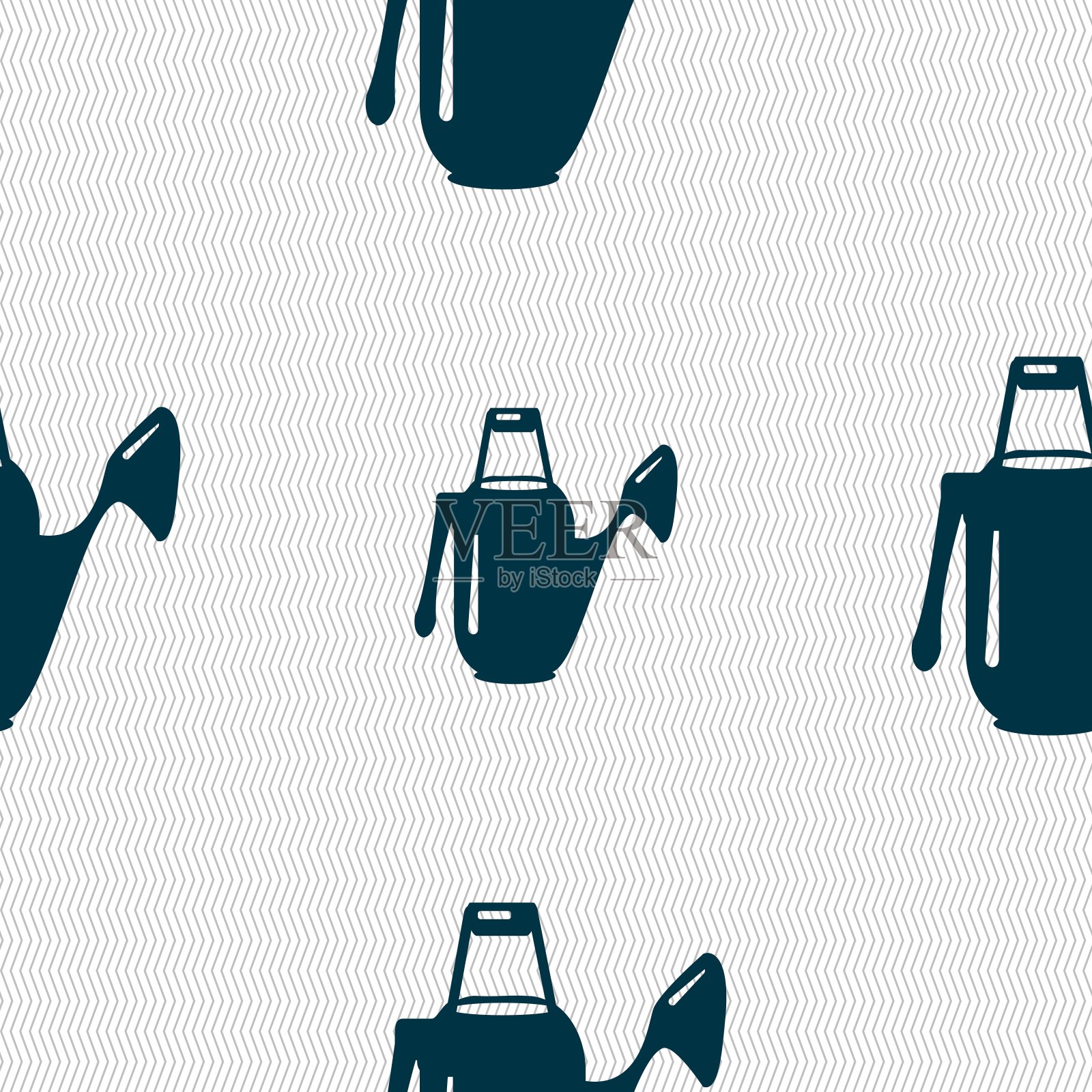 喷壶图标标志。无缝图案与几何纹理。向量插画图片素材