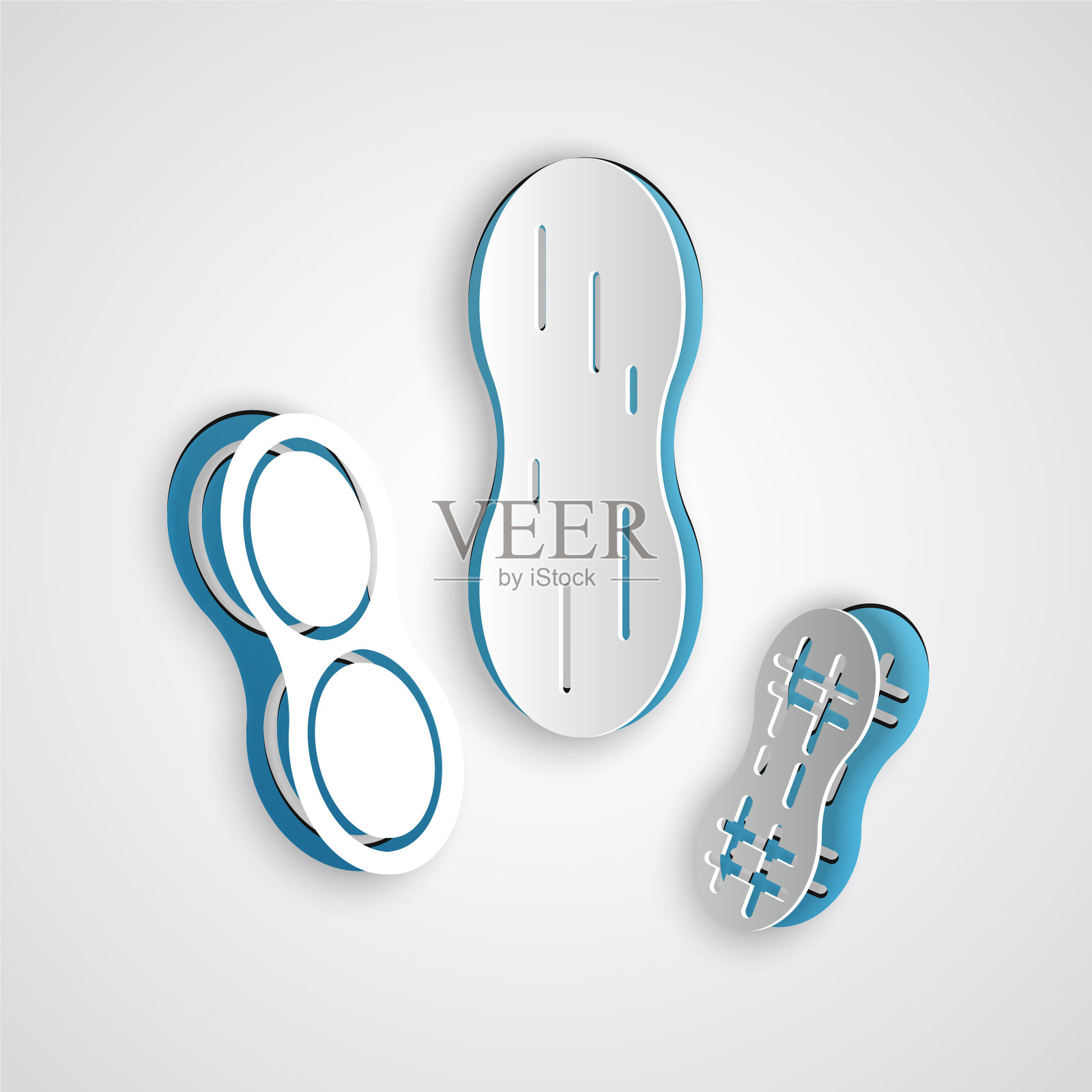 剪纸花生图标孤立在灰色背景插画图片素材