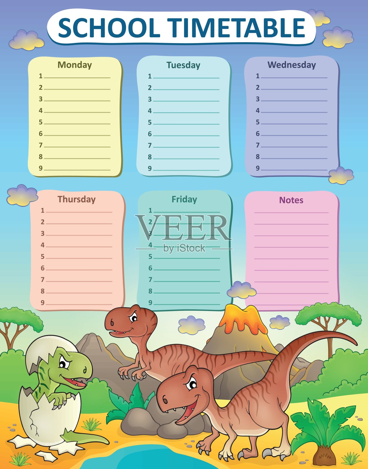 每周课程表主题3设计模板素材