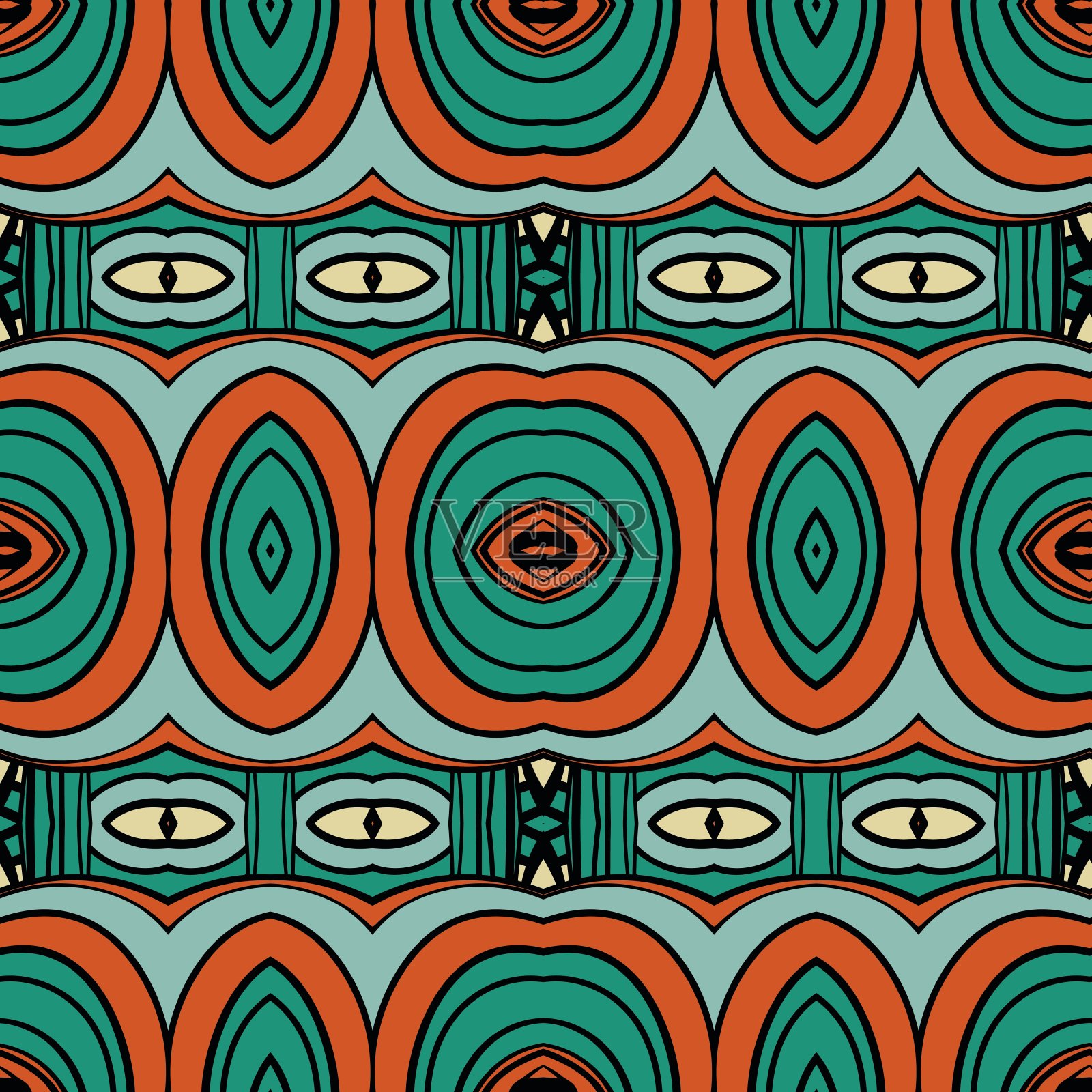 抽象无缝装饰图案。万花筒的效果。民族大马士革图案插画图片素材