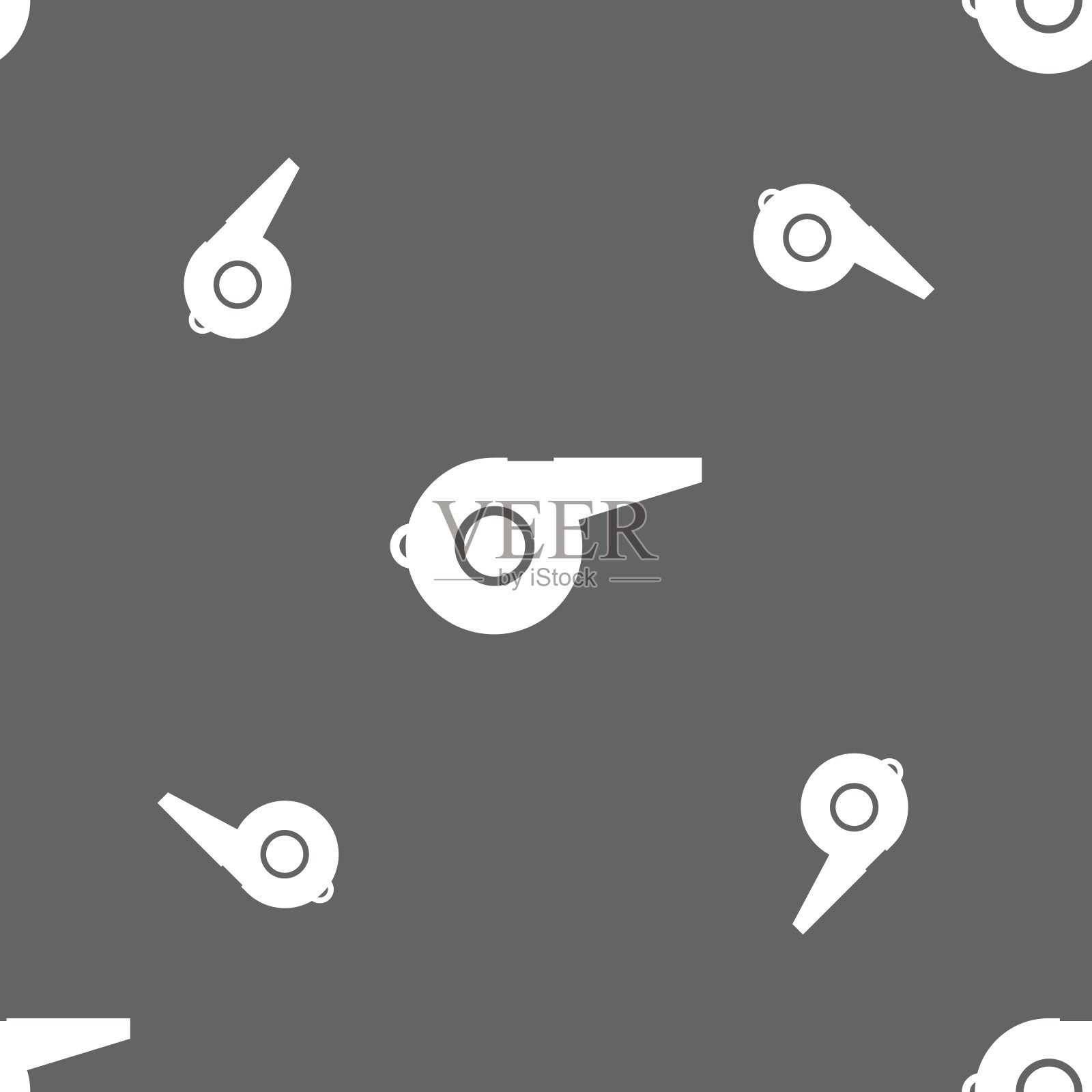 吹口哨的图标符号。灰色背景上的无缝模式。向量插画图片素材