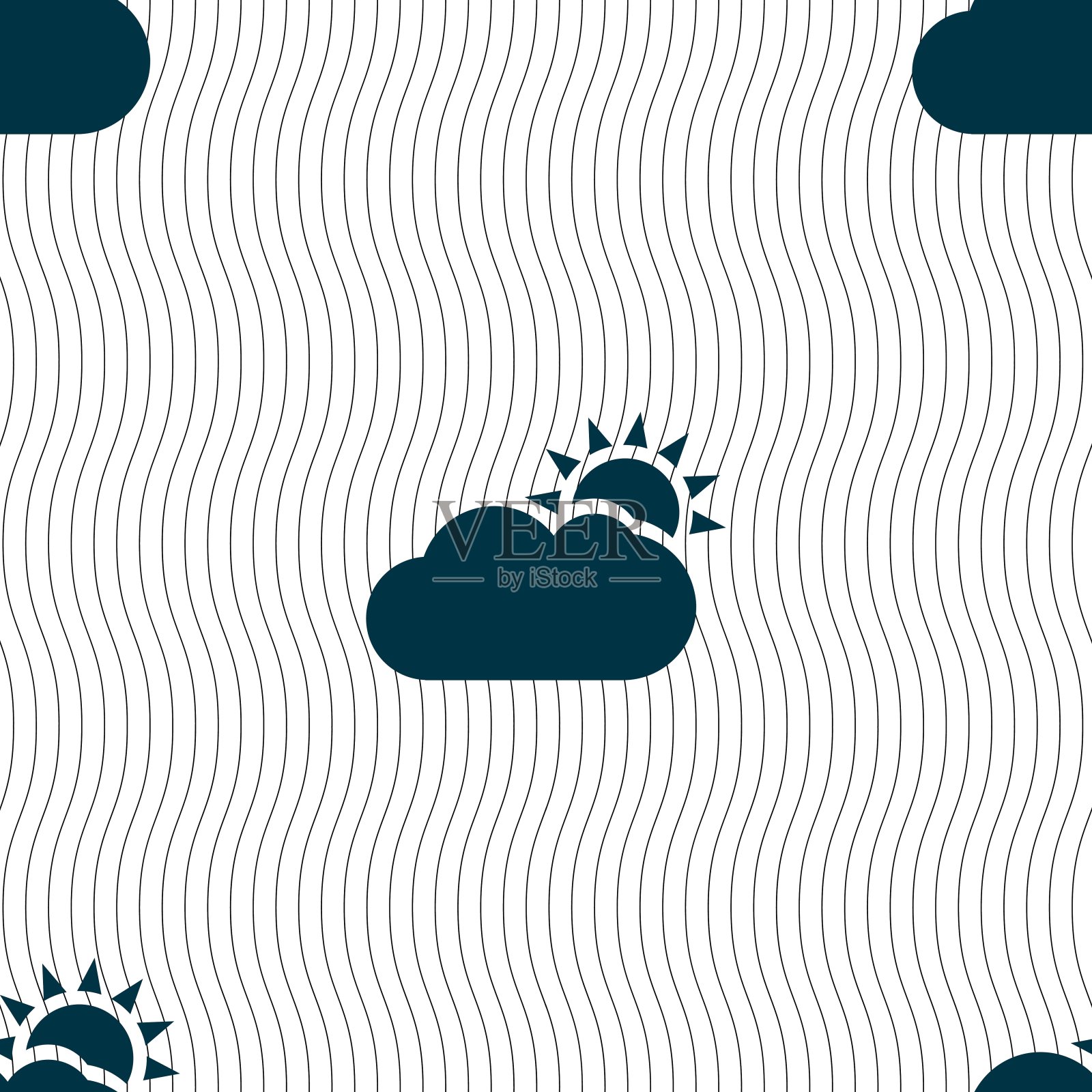 部分多云图标标志。无缝图案与几何纹理。向量插画图片素材