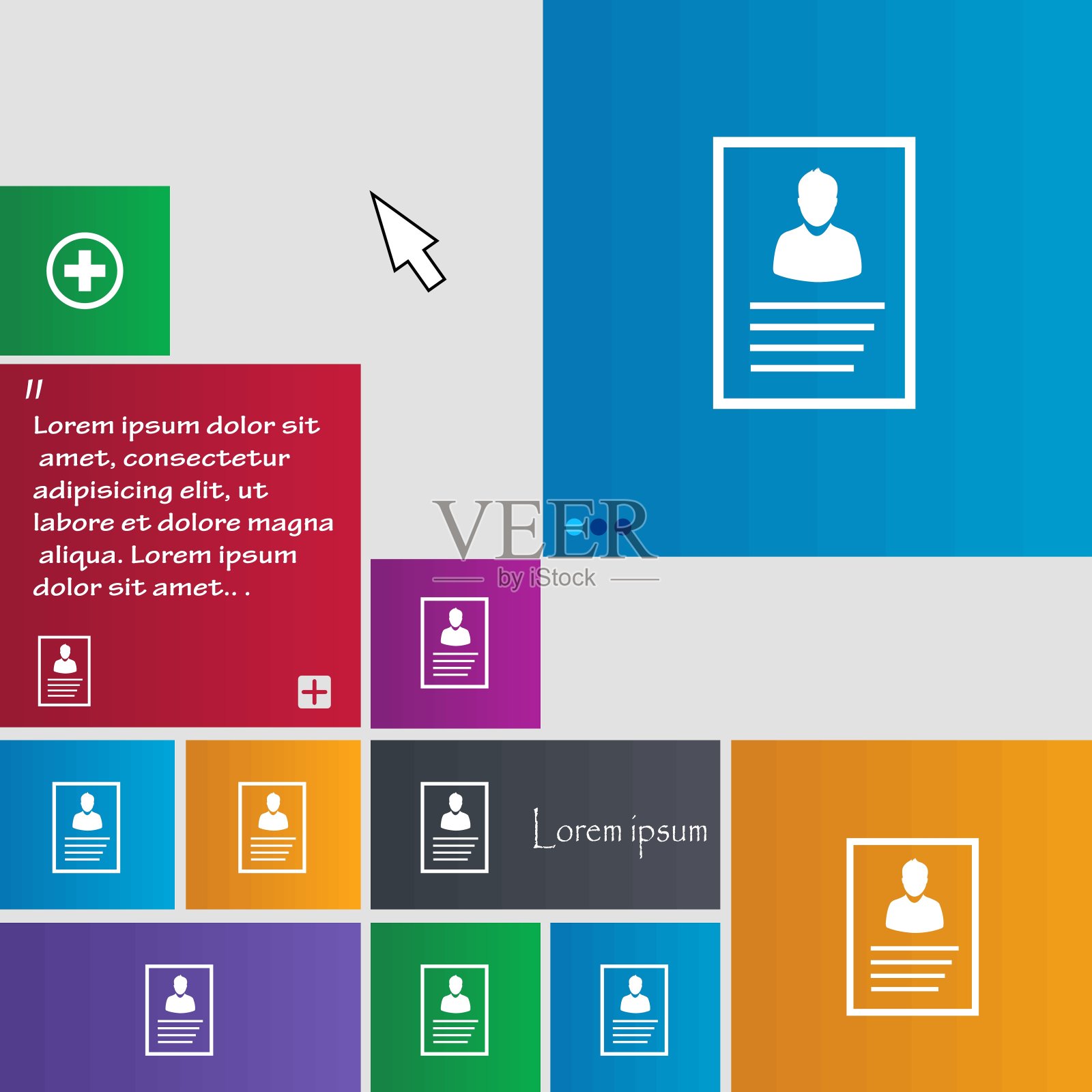 图标符号形式。按钮。现代界面网站按钮与光标指针。向量插画图片素材