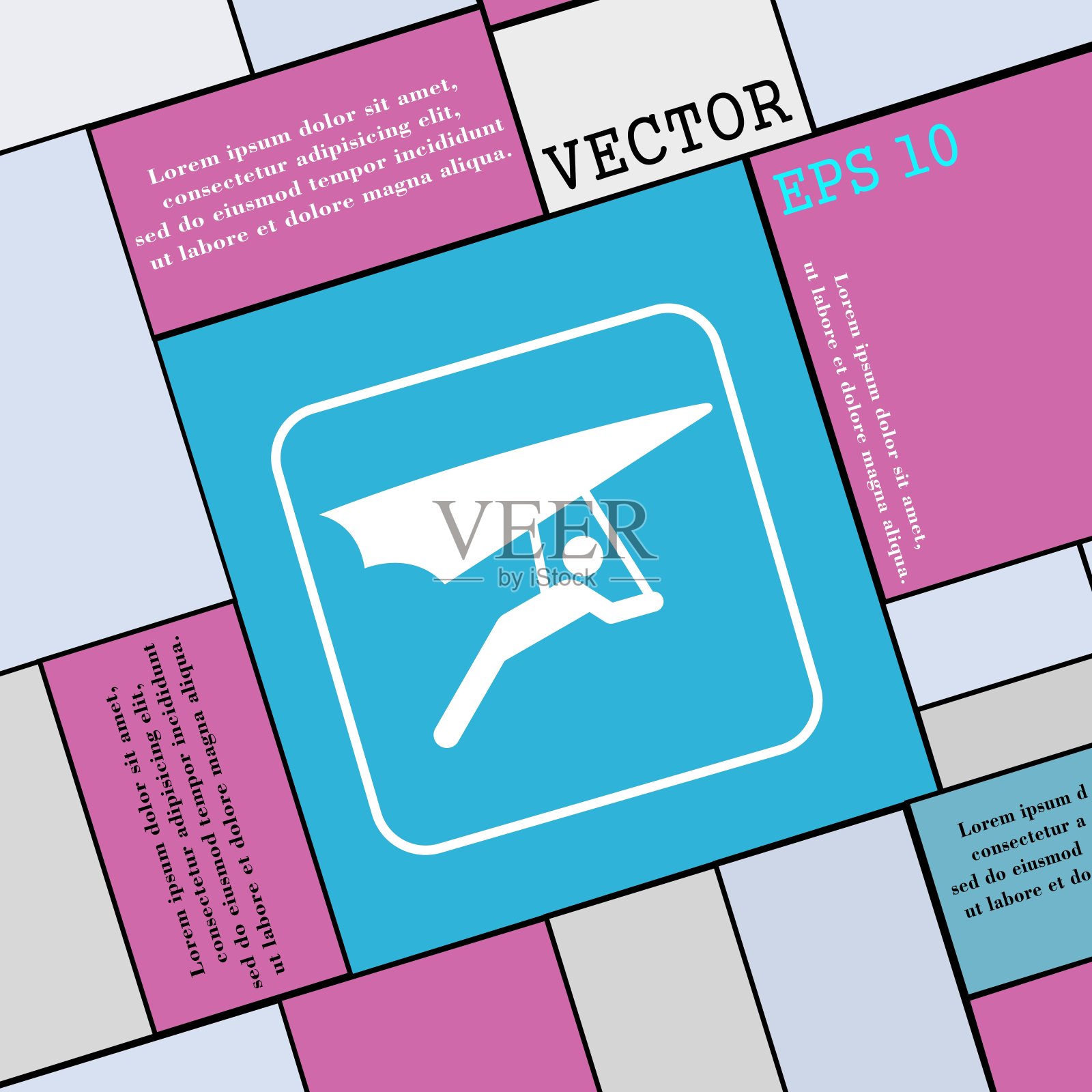 悬挂式滑翔运动图标符号。现代平面风格为您的设计。向量插画图片素材