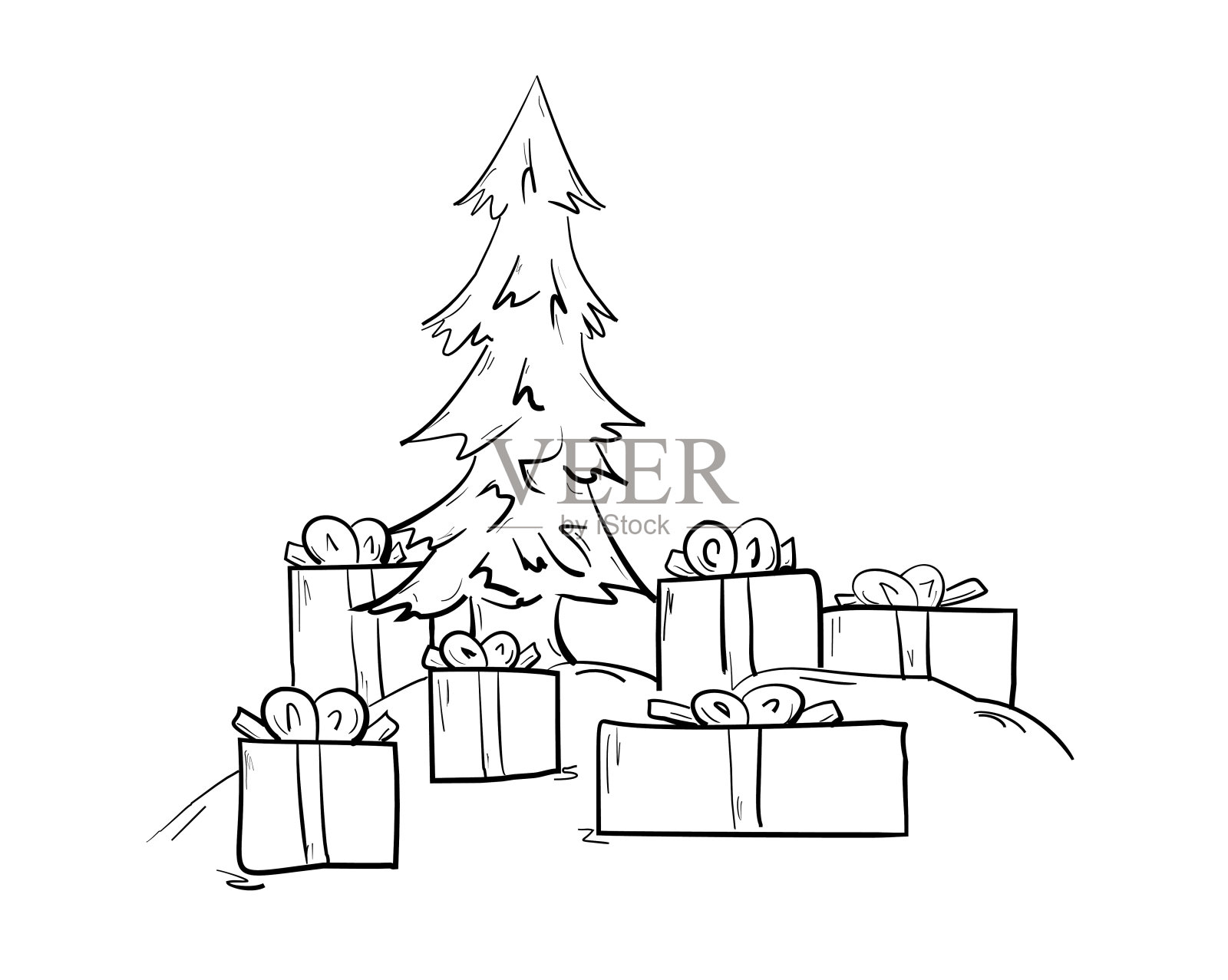 树的草图和呈现插画图片素材